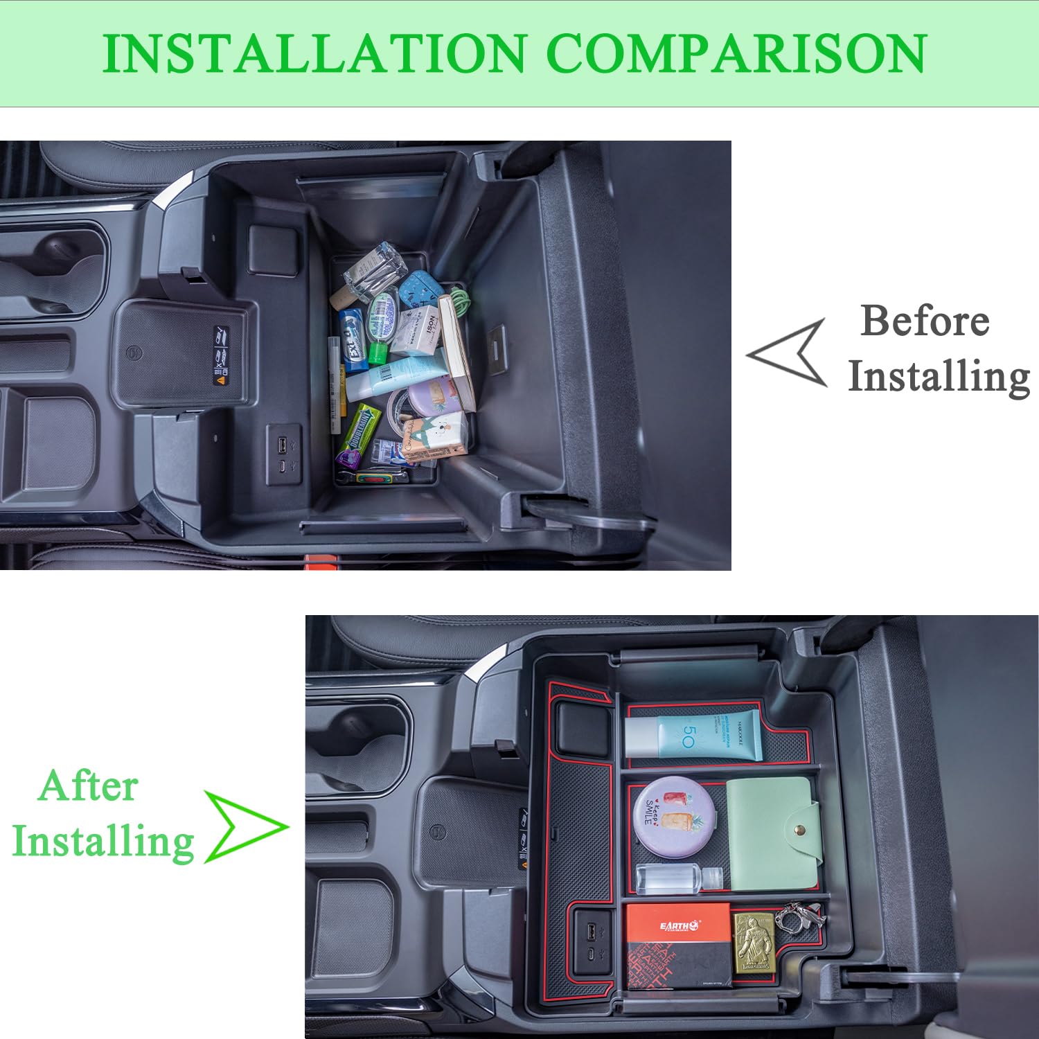 Pimcar Center Console Organizer For 23-25 Chevy Silverado/Gmc Sierra 1500, 2024 2025 Silverado/Sierra 2500Hd 3500Hd, 22-25 Silve