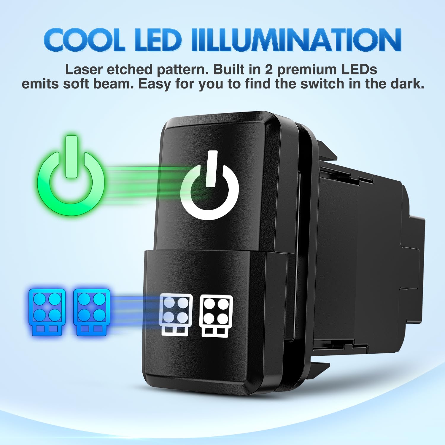 Nilight Power & Led Work Lights Dual Push Button Switch 12V On Off Switches With Connector Wire Kit 1.54'' X 0.83'' Replacement