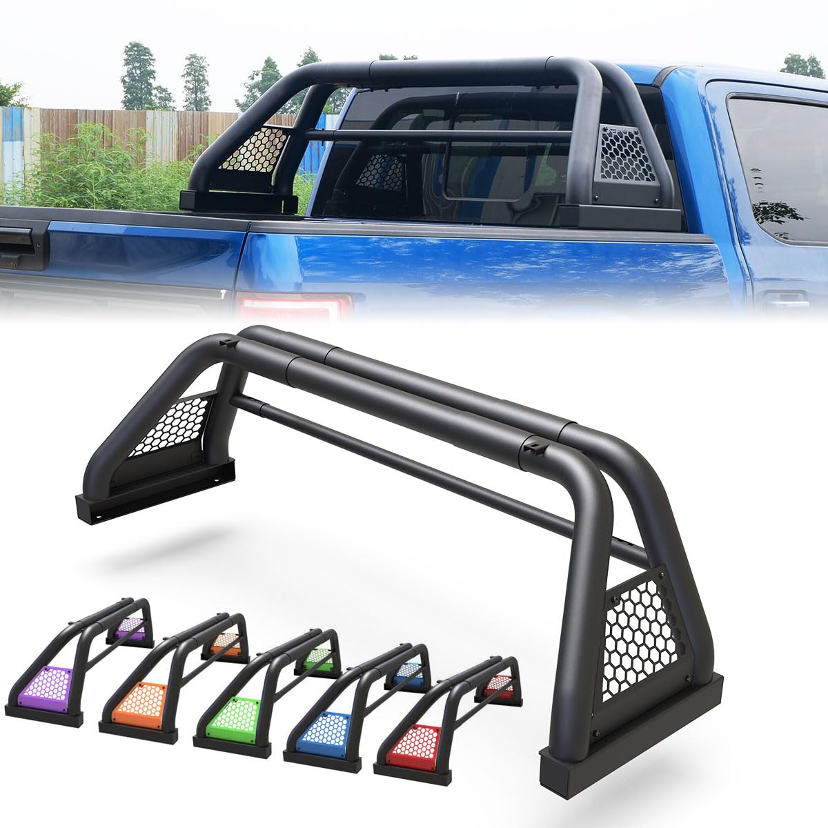 Roxx Universal Roll Bars For Full Size Pickup Trucks, Sport Chase Rack Roll Bar Fit For 1994-2010 Dodge Ram/2019-2023 Chevy Silverado/2001-2021 Toyota Tundra/1999-2023 Ford F150/2019-2023 Ford Ranger