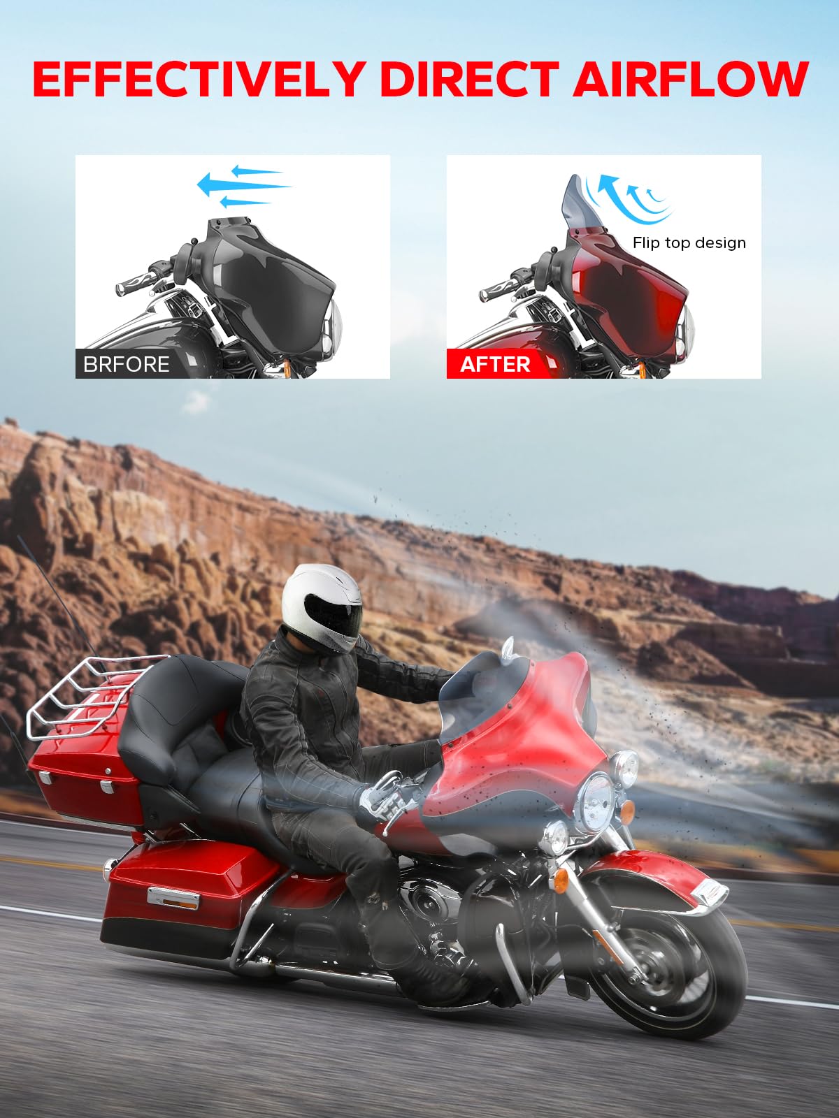 Amazicha 8 Smoke Wave Windshield Windscreen Compatible For 1996-2013 Harley Davidson Touring Street Glide/Electra Glide/Tri Glide Flht Flhx Flhtcu Flhtc Flhtk (Tint)