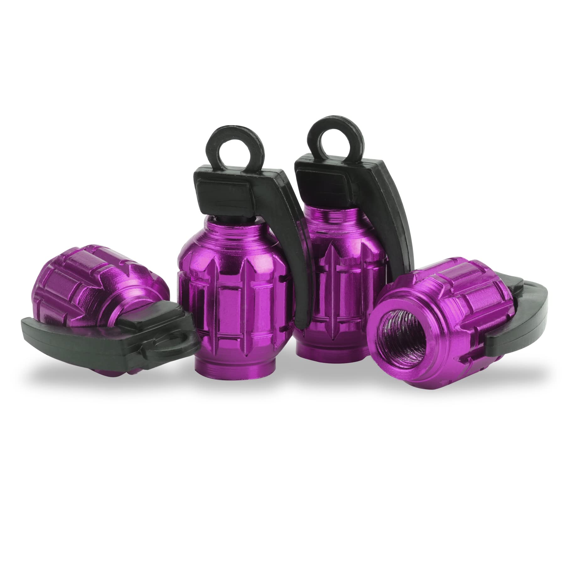 Singaro Aluminum Tire Valve Cap, Car Tire Waterproof And Dustproof Valve Stem Cover Accessories, Universal For Suv, Car, Bike And Motorcycle (4Pcs Purple)
