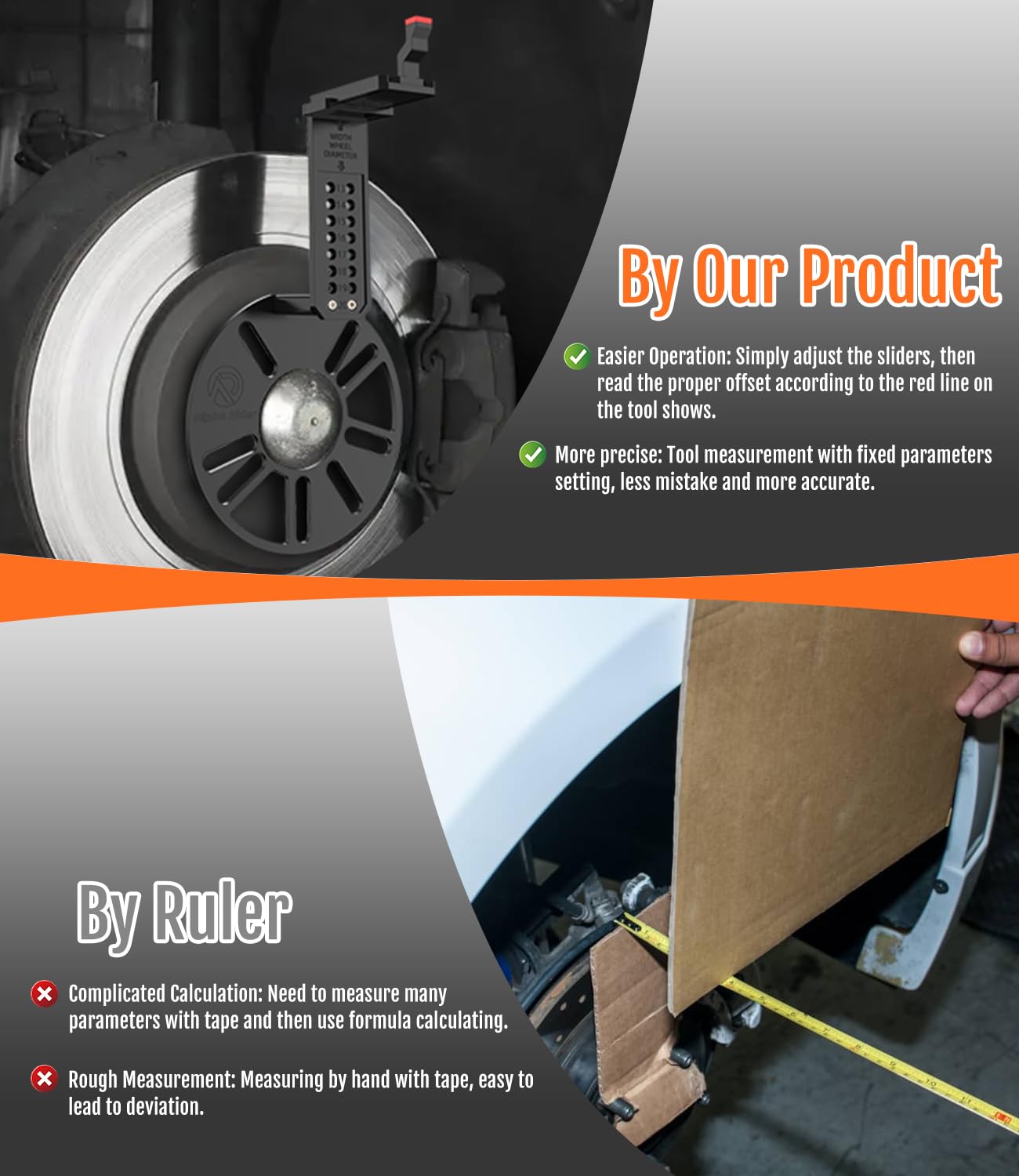 Alpha Rider Universal Wheel Fitment Tool Wheel Offset Tool Wheel Tool Car Wheel Offset Measuring Gauge Hub Tool Supports 13 To 20 Inch Wheel Diameters 4-Lug And 5-Lug Wheel Bolt Pattern (Plastic)