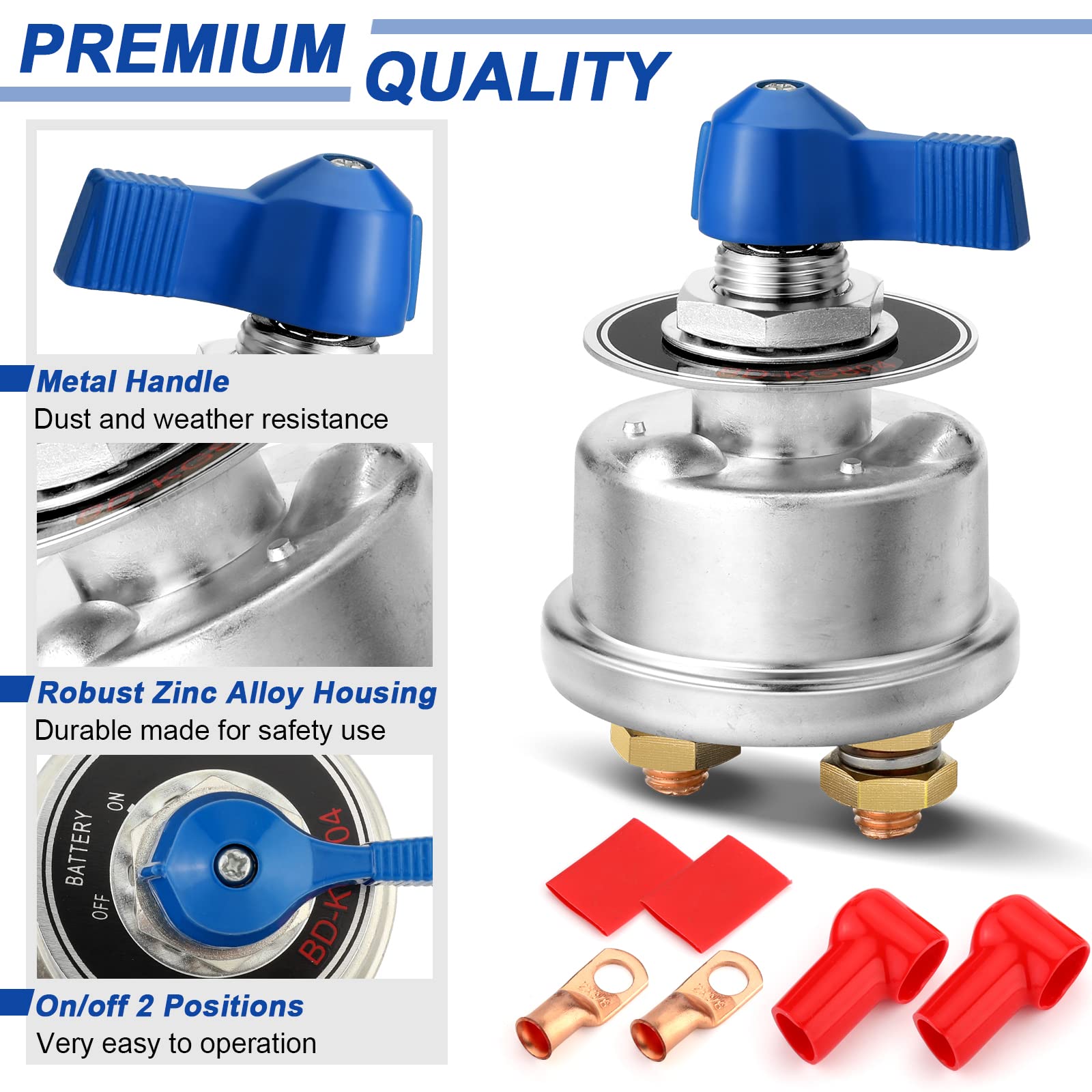 AJulyBee Battery Disconnect Switch Heavy Duty 300A with Face Plate, Battery Disconnect Switch 12V - 24V with Copper Contacts, Ba