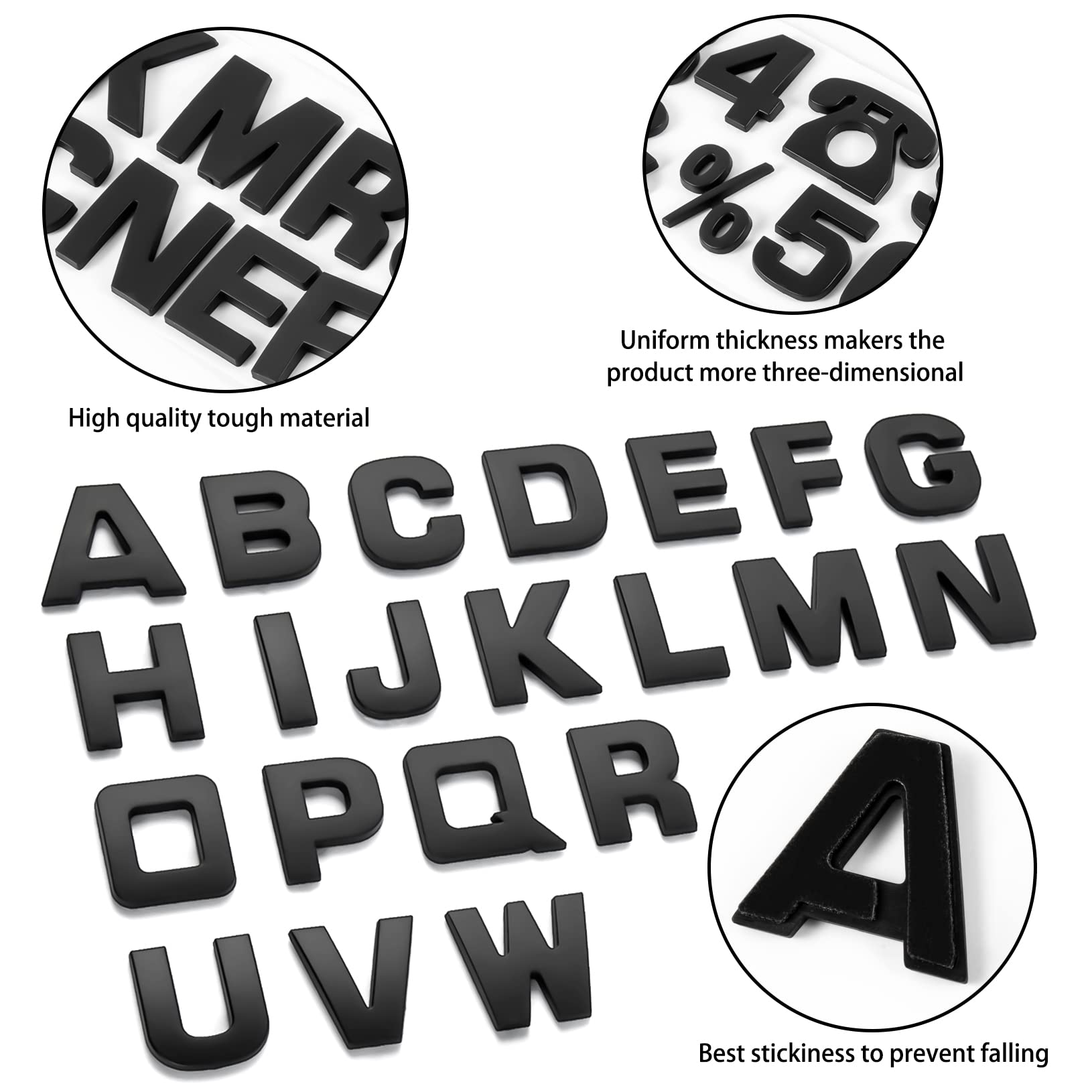 Lamoutor 43Pcs Car Emblem Letters Sticker Diy 3D Chrome Number Symbol Badge Decal(Black)