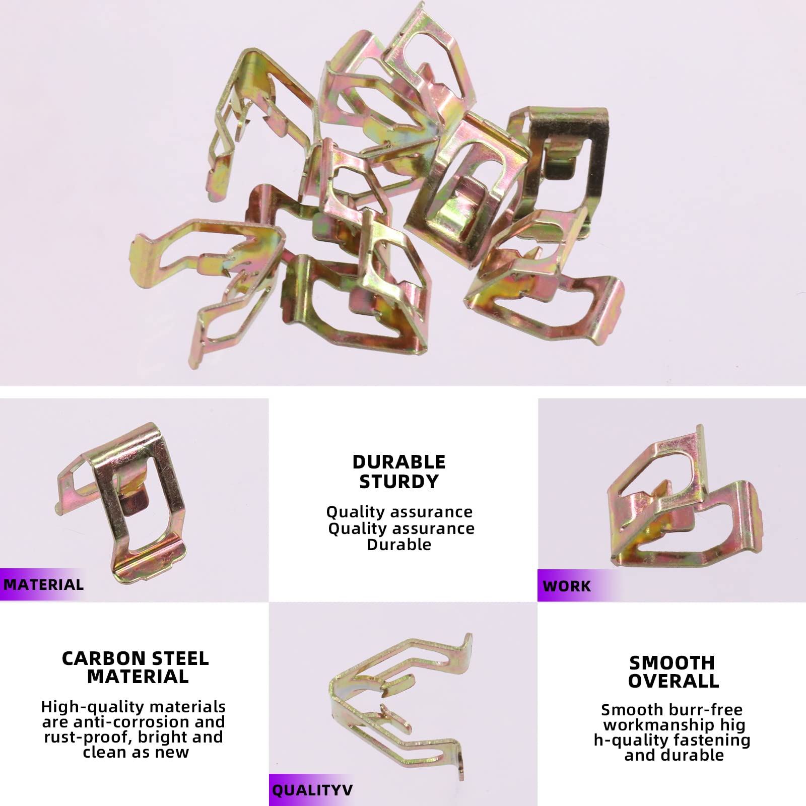 Swpeet 100Pcs 10 Sizes 7.9Mm 10Mm 11Mm 13.1Mm 14.1Mm 15.3Mm 15.8Mm 16Mm 17.3Mm 18.2Mm Metal Trim Panel Spring Clip Auto Car U-Cl