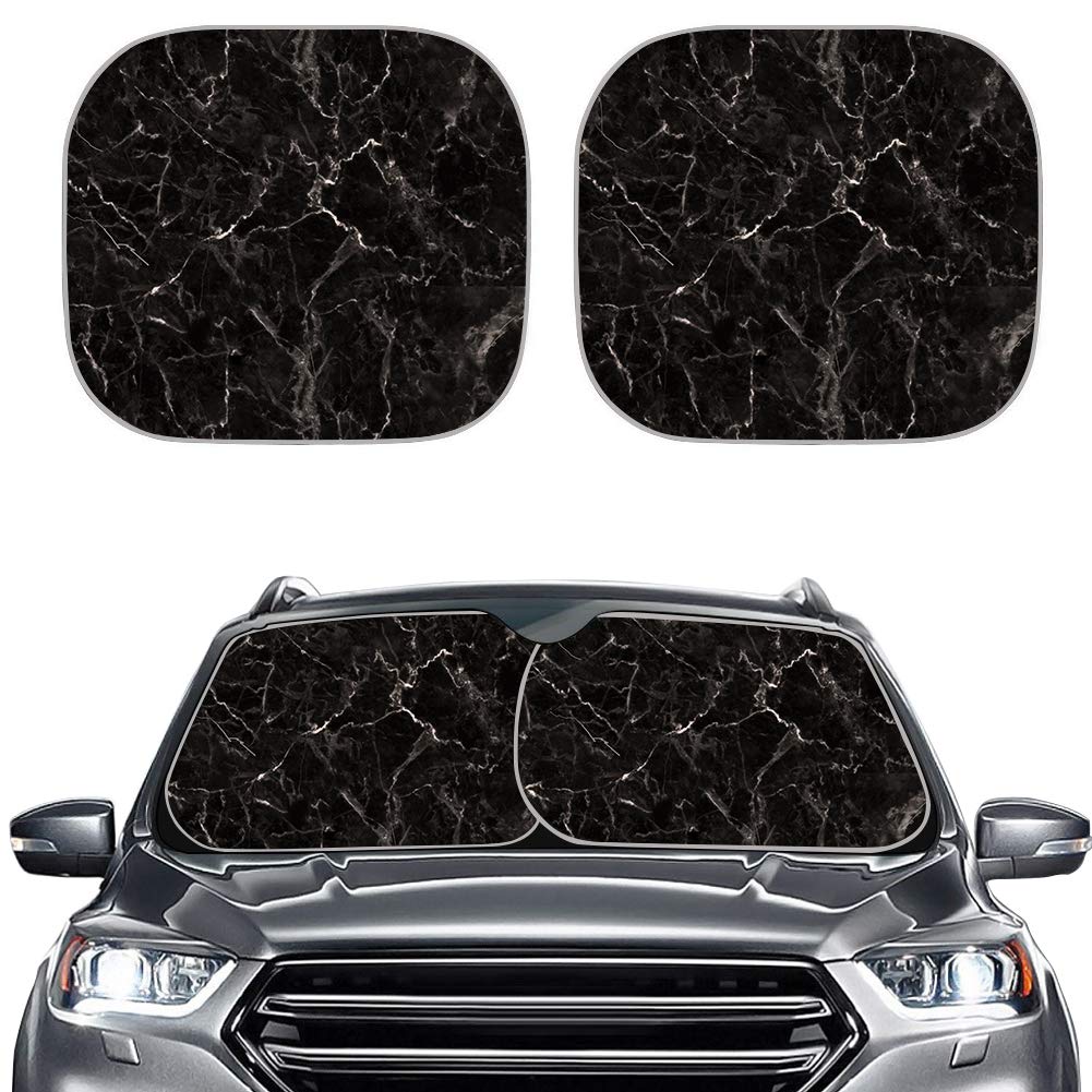Renewold Cool Nature Marble Black Windshield Sunshade Car Sun Shade For Windshield Automotive Sunvisor Protector Foldable For Su