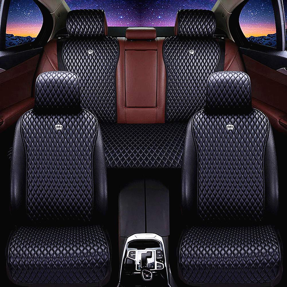 Red Rain Universal Seat Covers For Cars Leather Seat Cover With Crown Black Car Seat Cover 2/3 Covered 11Pcs Fit Car/Auto/Truck/