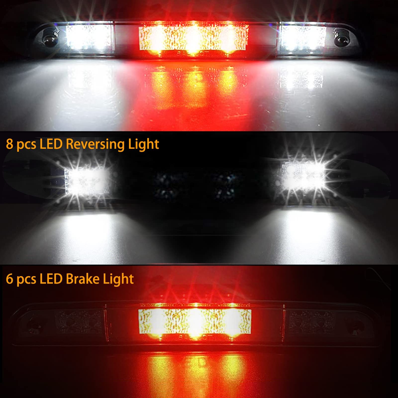 KanSmart 3rd Brake Light LED for 1992-1997 Ford F150 F250 F350 Bronco - Smoked Lens, High Mount, Reliable Performance, Foam Padd