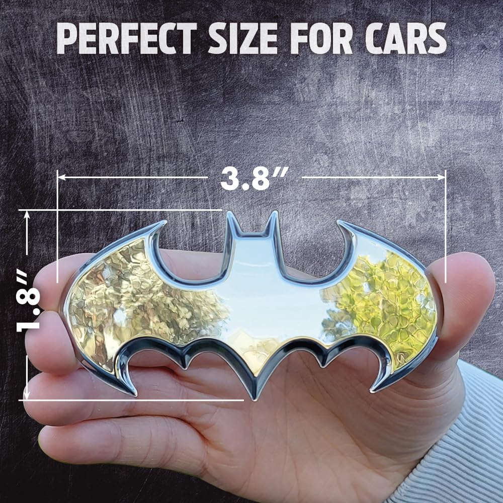 Fan Emblems Batman Car Emblem - 1989 Batwing Batarang Symbol 3D Auto Badge - Color: Chrome - Size: 3.8 X 1.8 X 0.2 Inches - Offi