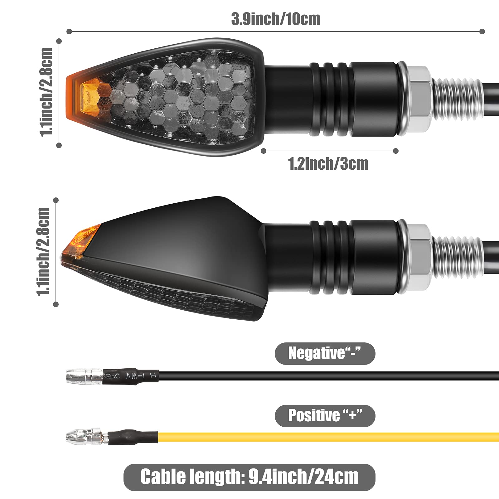 4 Pieces Motorcycle Signal Lights Indicators Flowing Turn Stop Signal Blinkers Front Rear Lights 14 Led 12V Motorbike Led Indicator Amber Lamp Mini Stalk Arrow Light For Motorcycles