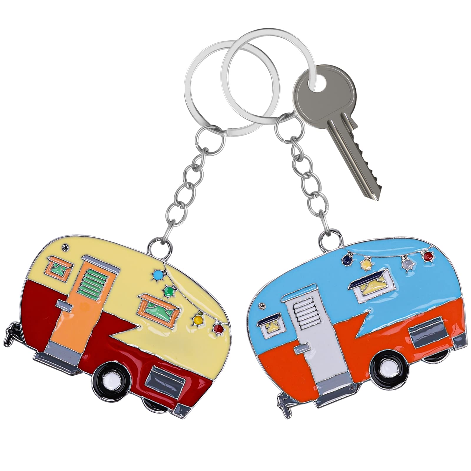 Thinp 2 Pieces Rv Camper Keychain, Retro Cute Keychains For Travel Trailer Decor