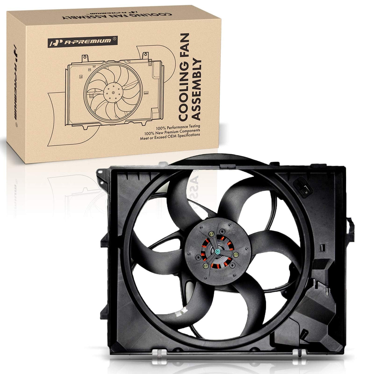 A-Premium Engine Radiator Cooling Fan Assembly Compatible with BMW Models - 325i 2006, 325xi 2006, 328i 2007-2013, 328i xDrive 2