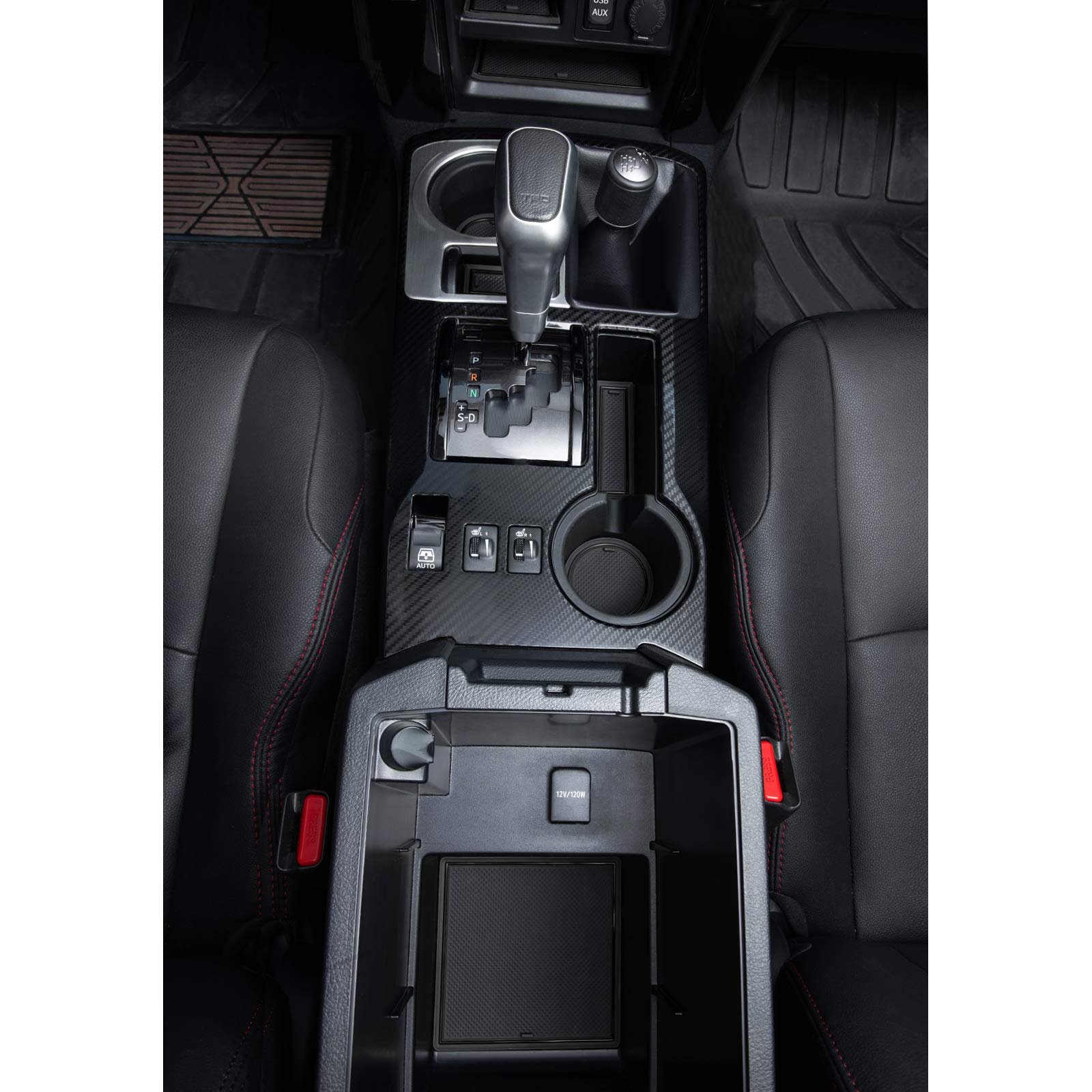 Jdmcar Premium Cup Holder, Console, And Door Pocket Inserts Kit Compatible With 2023 Toyota 4Runner 2010-2019 2020 2021 2022 - Custom Liner Accessories (2 Row, Black Trim)-27Pc Set