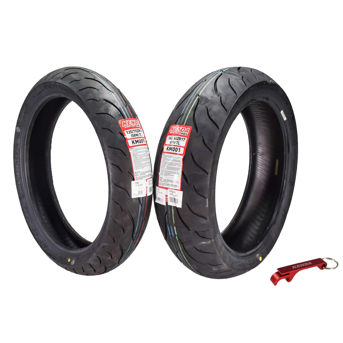 Kenda KM1 (KM001) 120/70ZR17 Front (58W) & 160/60ZR17 Rear (69W) Tires for Sport Touring Motorcycles, Radial with High-Speed Sta