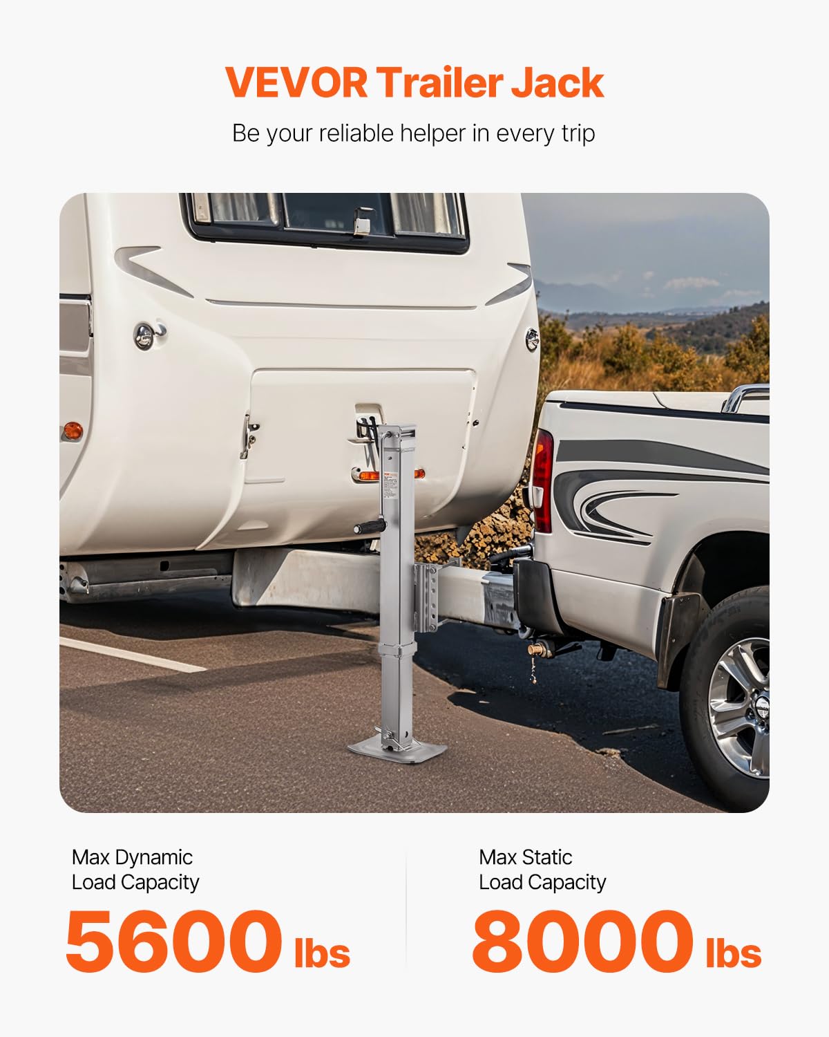 VEVOR Heavy Duty Swivel Trailer Jack, 8000 lbs Static Load Capacity, 28.5'' Lift Jack Stand with Handle for RV, Horse, Utility,
