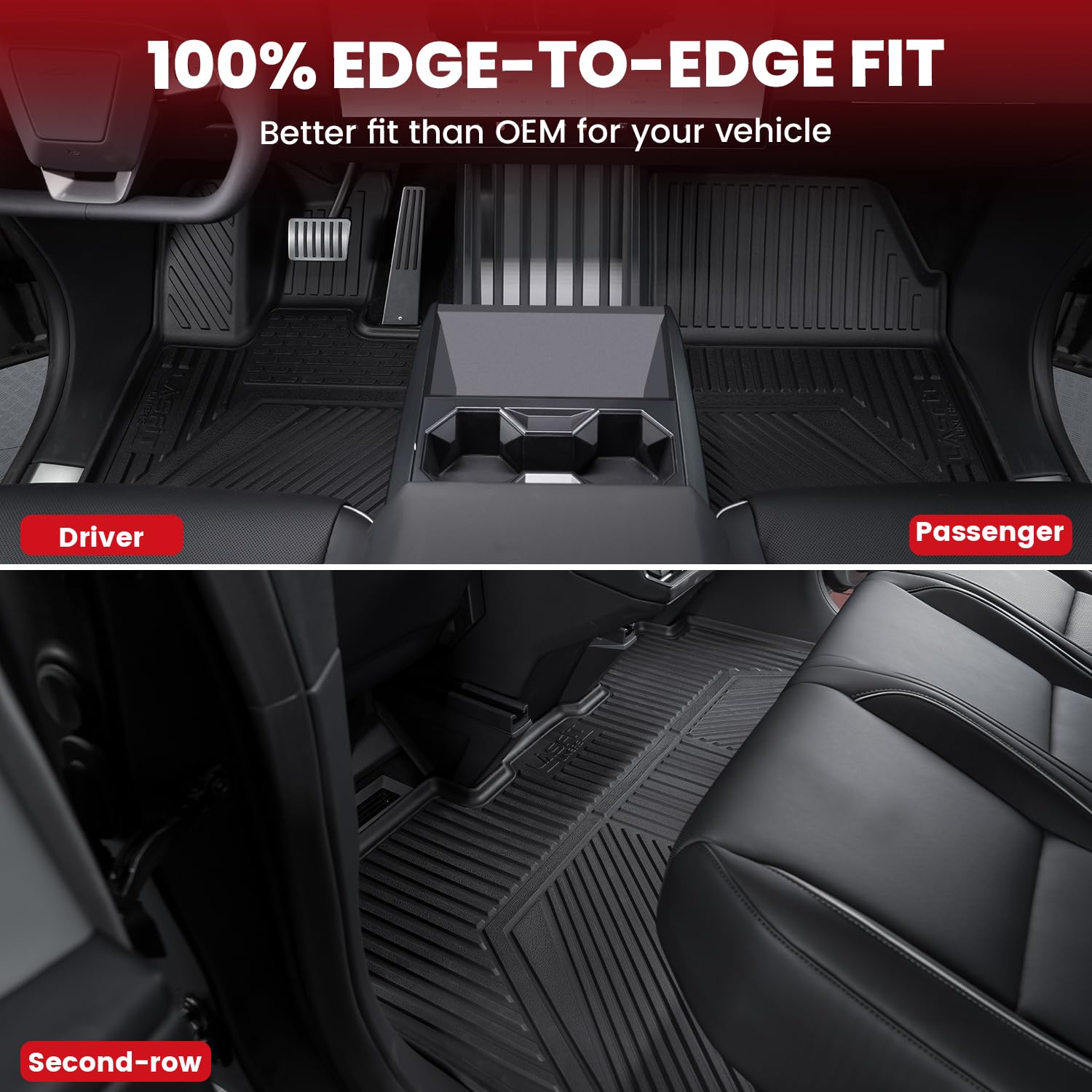 Lasfit Premium Extra Thick Floor Mats For Tesla Cybertruck 2023 2024 2025 All Weather Tpe Custom Fit Pickup Interior Accessories