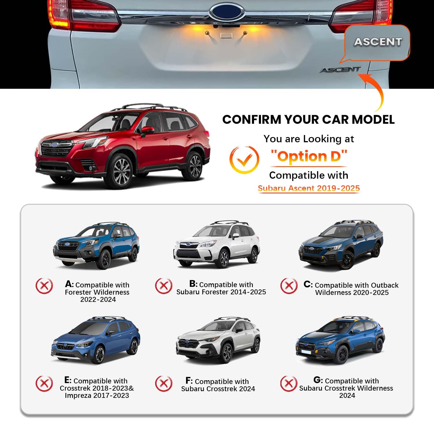 Hmmtyrack Car Roof Rack Cross Bars Compatible With Subaru Ascent 2019-2025 With Lock, Aluminum Cross Bar For Rooftop Cargo Carri