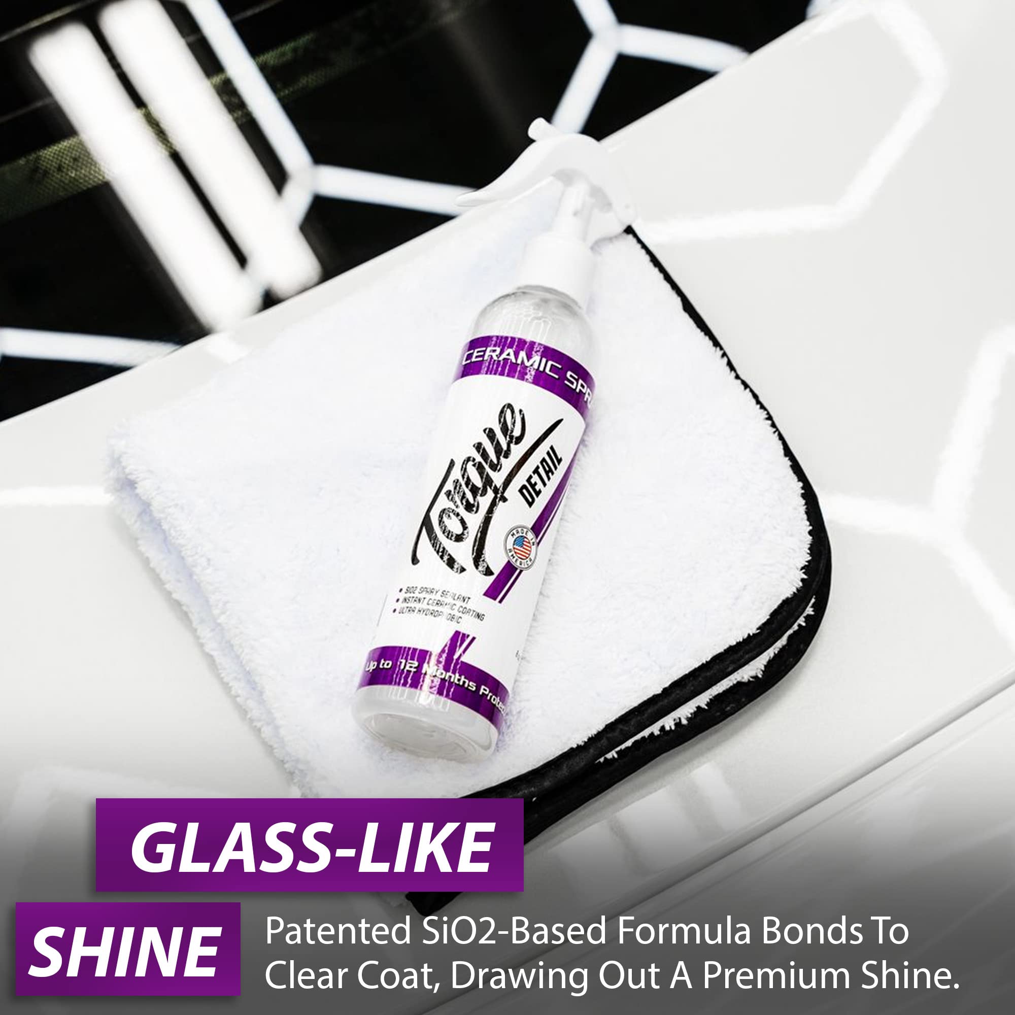 Torque Detail Ceramic Spray - Nano SiO2 Coating for Clear Coat - Hydrophobic Protection & High-Gloss Shine - 8 oz