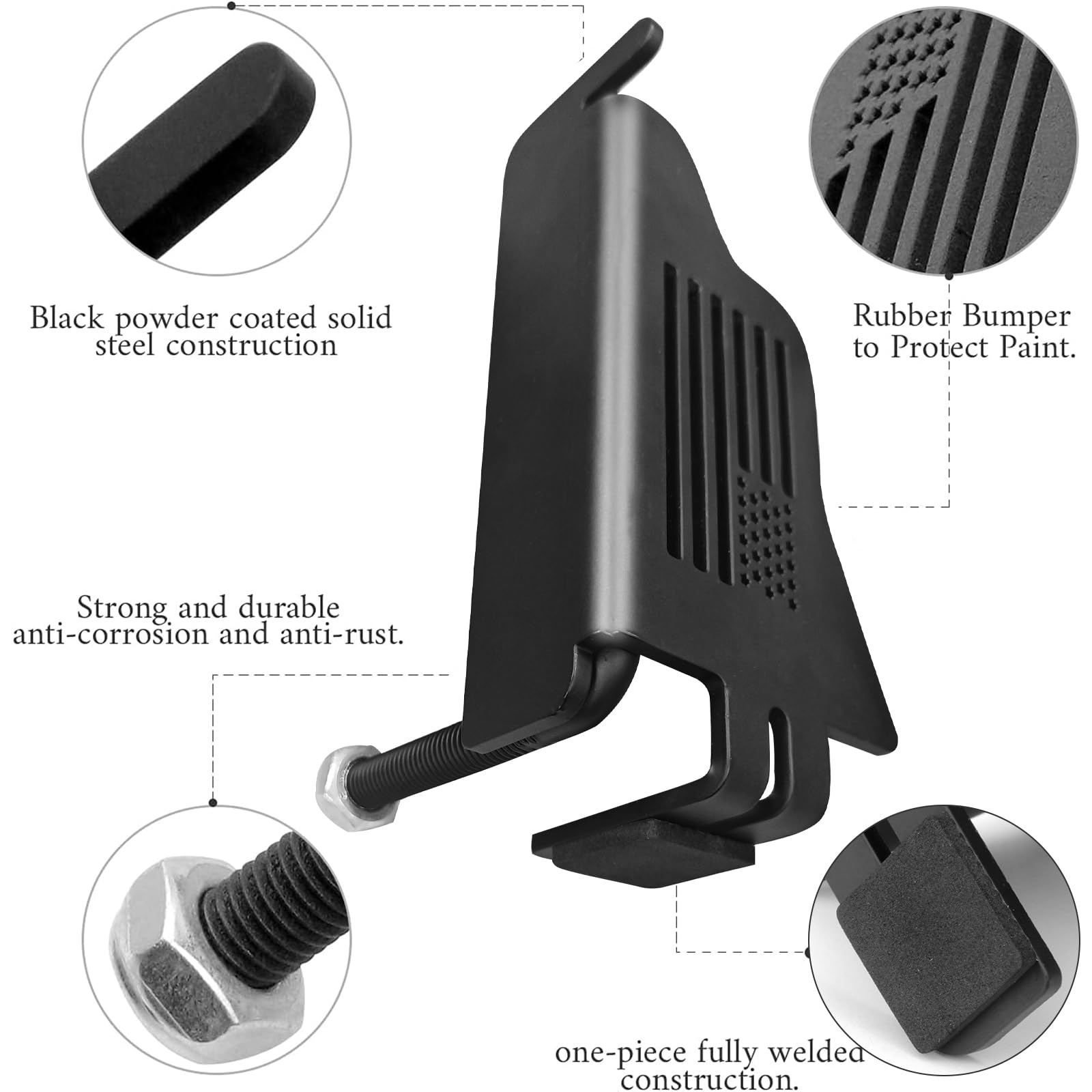 Steel Front Foot Pegs Rest Pedal Compatible with 2007-2021 Jeep Wrangler JK JKU JL JLU Unlimited 2-Door / 4-Door Exterior Door H