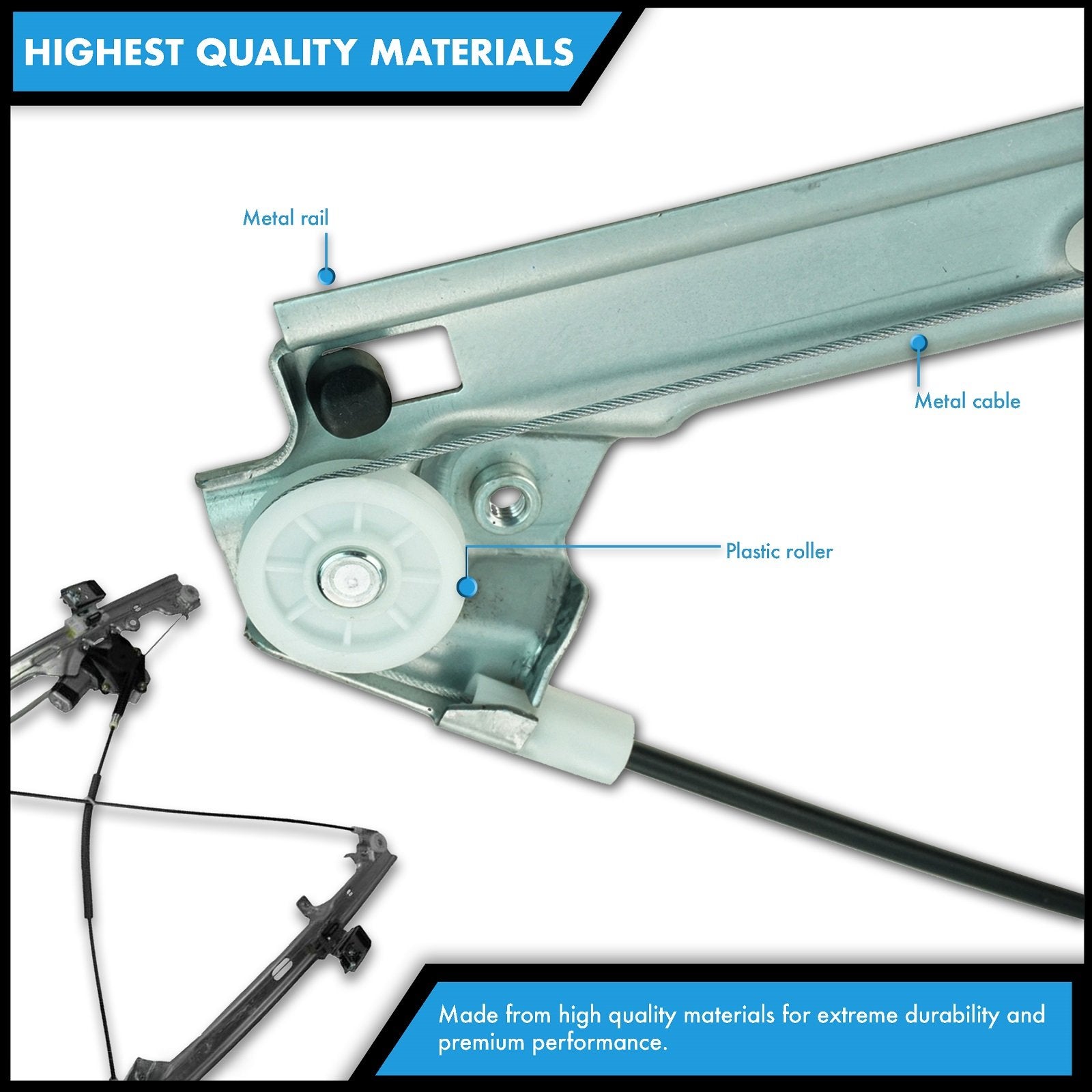 Trq Rear Power Window Regulator Set Compatible With 06-12 Bmw Bm1550111 Bm1551111