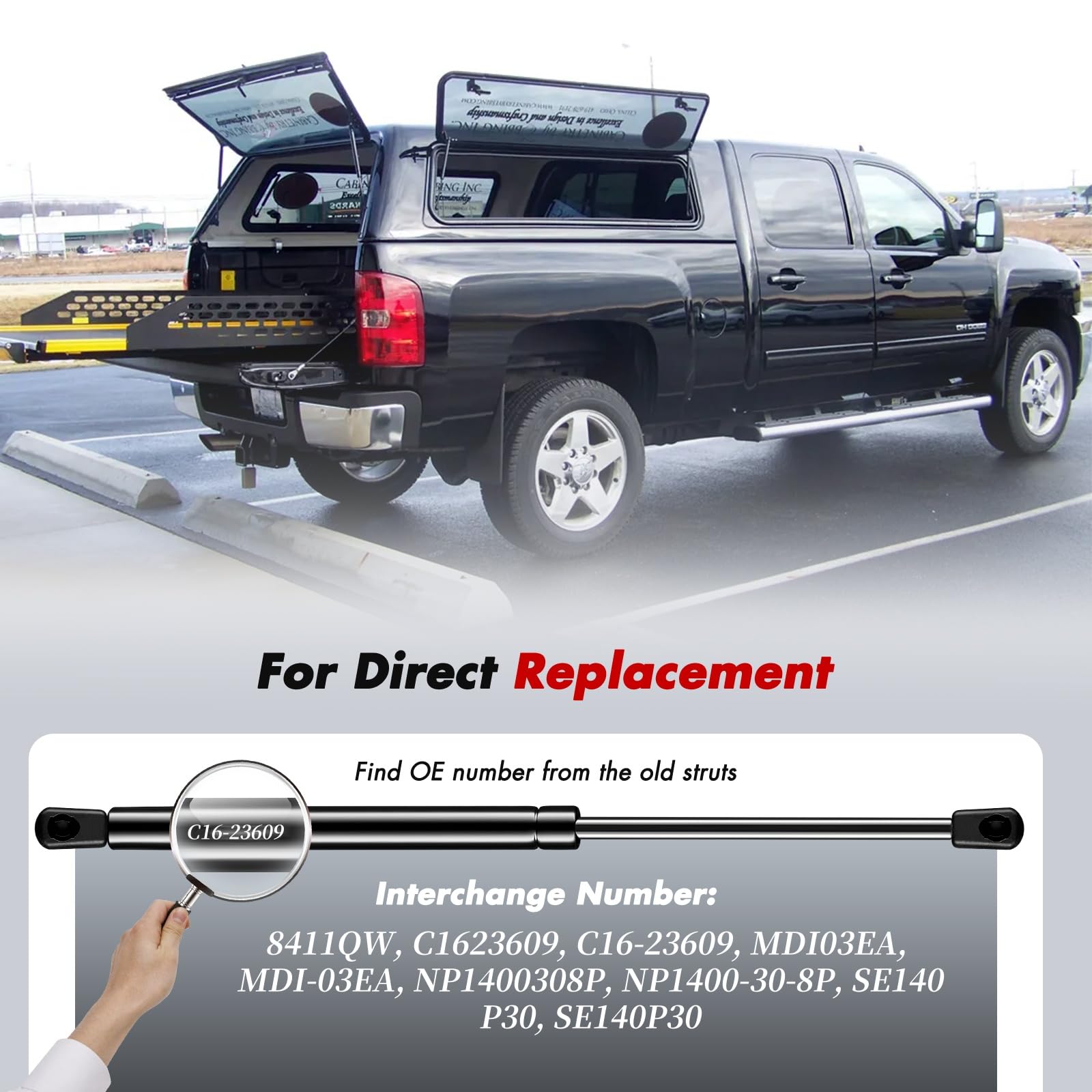 Vepagoo C16-23609 14 Inch Gas Struts 30Lb/133N Shocks Spring Lift Support for Camper Shell Window Truck Cap Canopy Rear Glass To