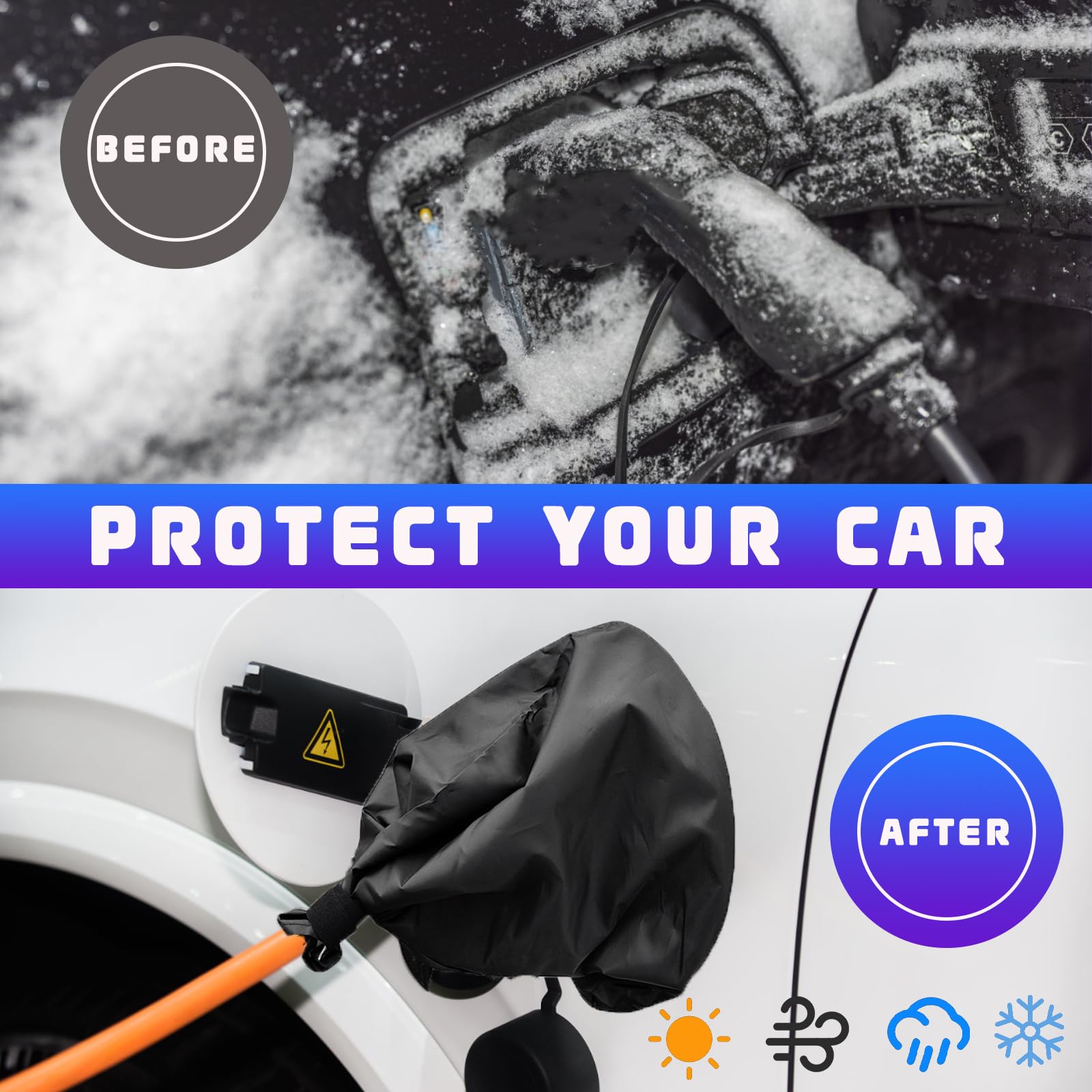 Suvnie EV Charger Plug Port Cover, Waterproof Electric Car Charging Cover, Rain Sun UV Snow Dust All-Weather Protection, Outdoor