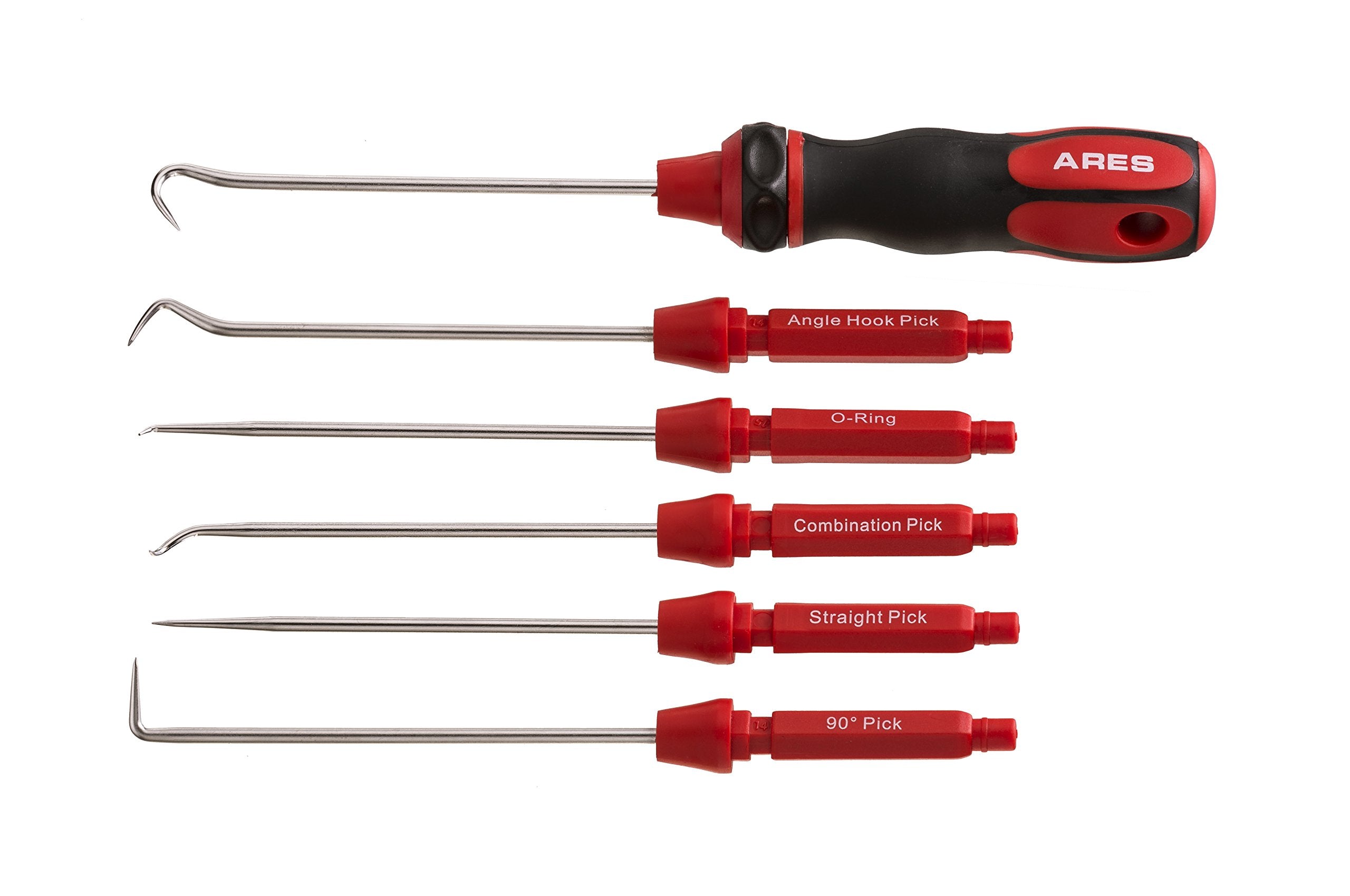 Ares 70255 - Interchangeable Hook And Pick Set - 6-Piece Set Includes Convenient Storage Pouch - Chrome Vanadium Steel Shafts -