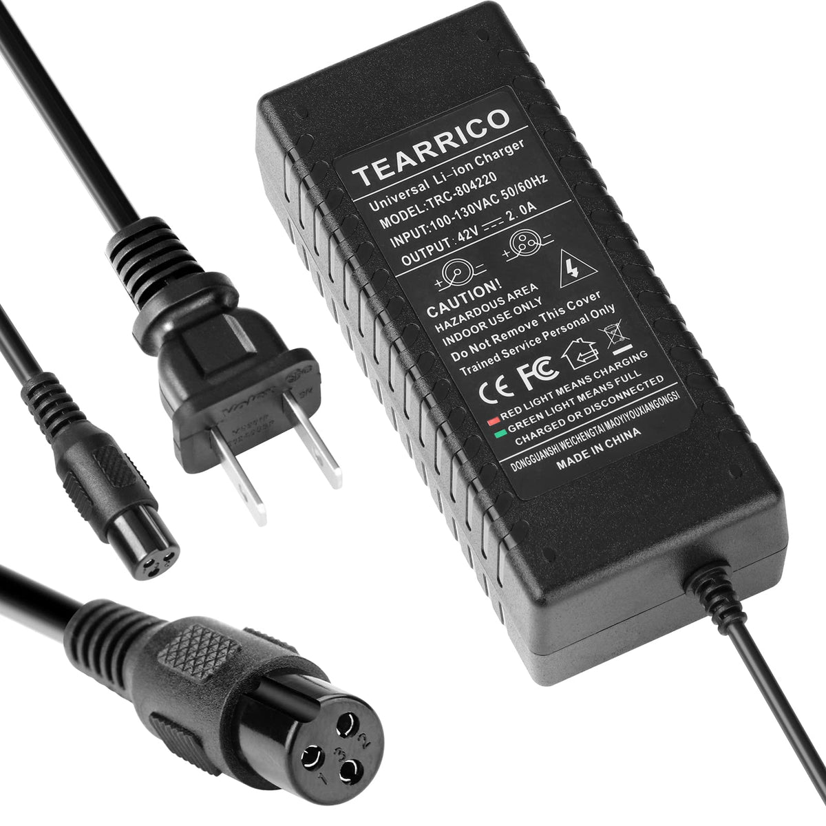 Tearrico 42V Charger 3 Prong Fast 2A Smart Replacement For 36V Pocket Mod, Sports Mod For Electric Scooter Lithium Battery