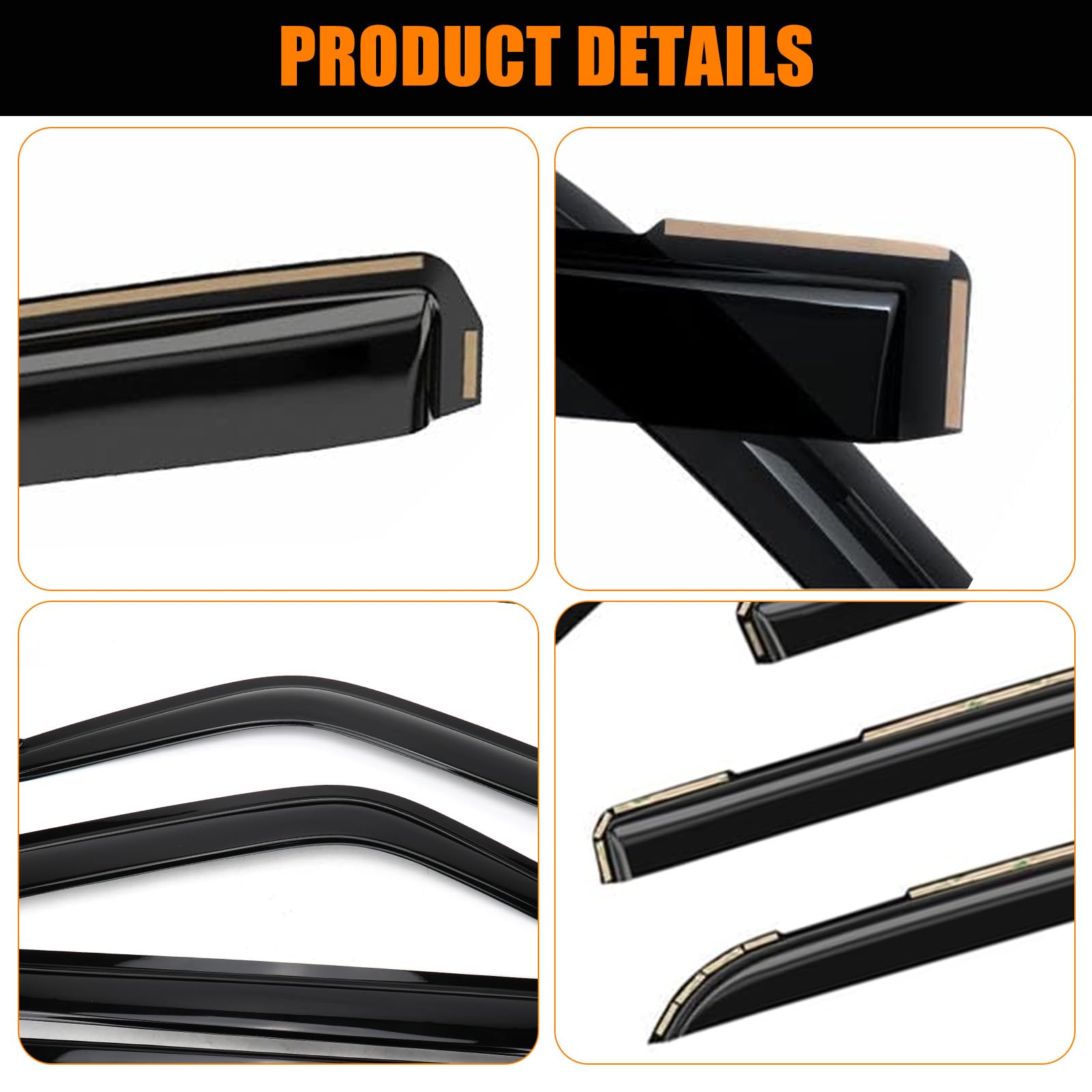 FormiPow Window Rain Guards for 2020-2025 Chevy Silverado & GMC Sierra 2500HD/3500HD Crew Cab, Glass in-Channel Window Deflector