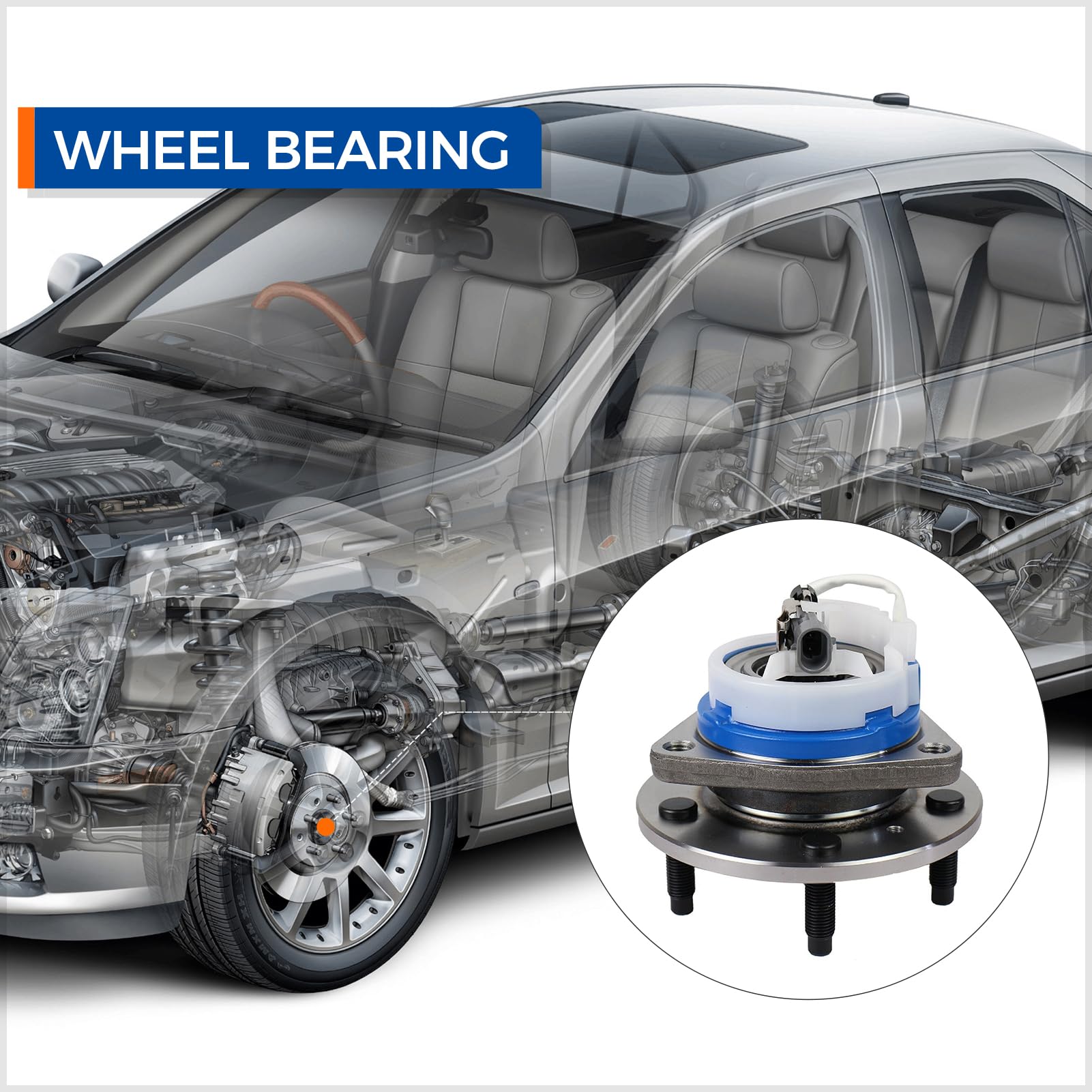 Parod Pair 513121 Front Wheel Hub Bearing Assembly Compatible With Cadillac Dts Eldorado Seville, Chevy Impala Monte Carlo, Buick Century, Pontiac Grand Prix Bonneville 5 Lug W/Abs