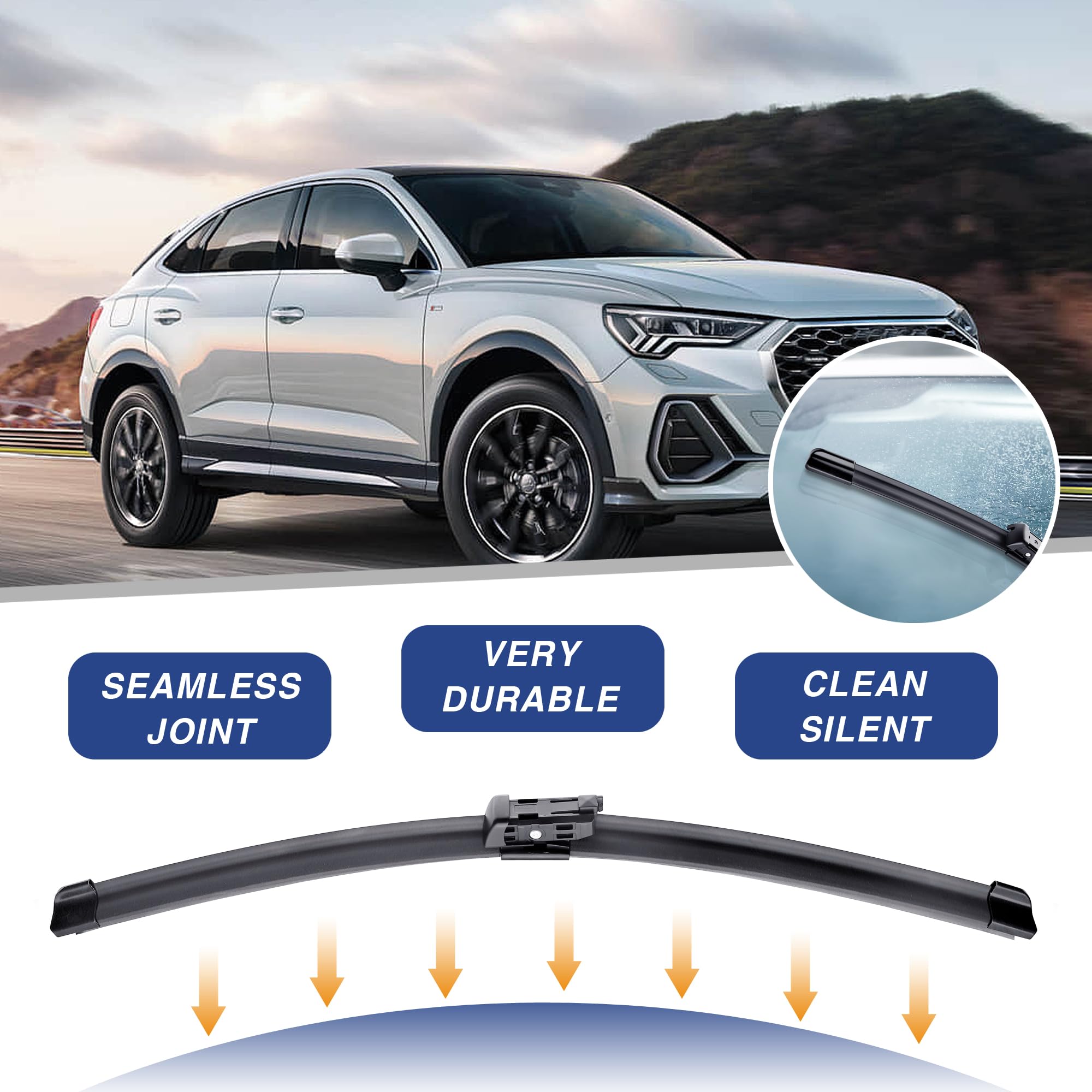 Icexsnow 22Inch 2Pack Windshield Wiper Blades Replacement For Volkswagen Vw Beetle 2018 2017 2016 2015 2014 2013 2012 (Set Of 2)