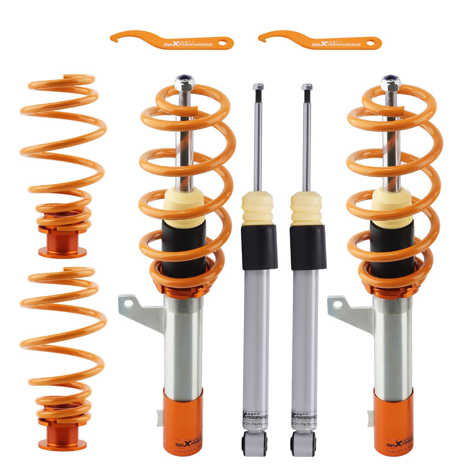 Maxpeedingrods Coilovers For Vw Golf Mk5 Mk6 2003-2012, For Vw Jetta Mk5 2006-2011, For Vw Tiguan 2009-2014, For Audi A3 2006-2014, Height Adjustable Coilovers Suspension Kit, Lowering Kit Gold