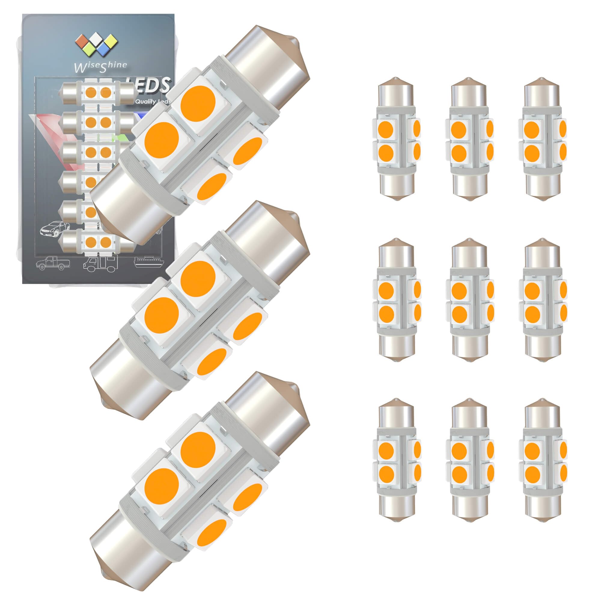 Wiseshine DC 24V 36mm Festoon LED Bulb,6418 LED Bulbs Gold Amber 6411 C5W 6423 for Truck Interior Dome Door Trunk Lights (Pack 1