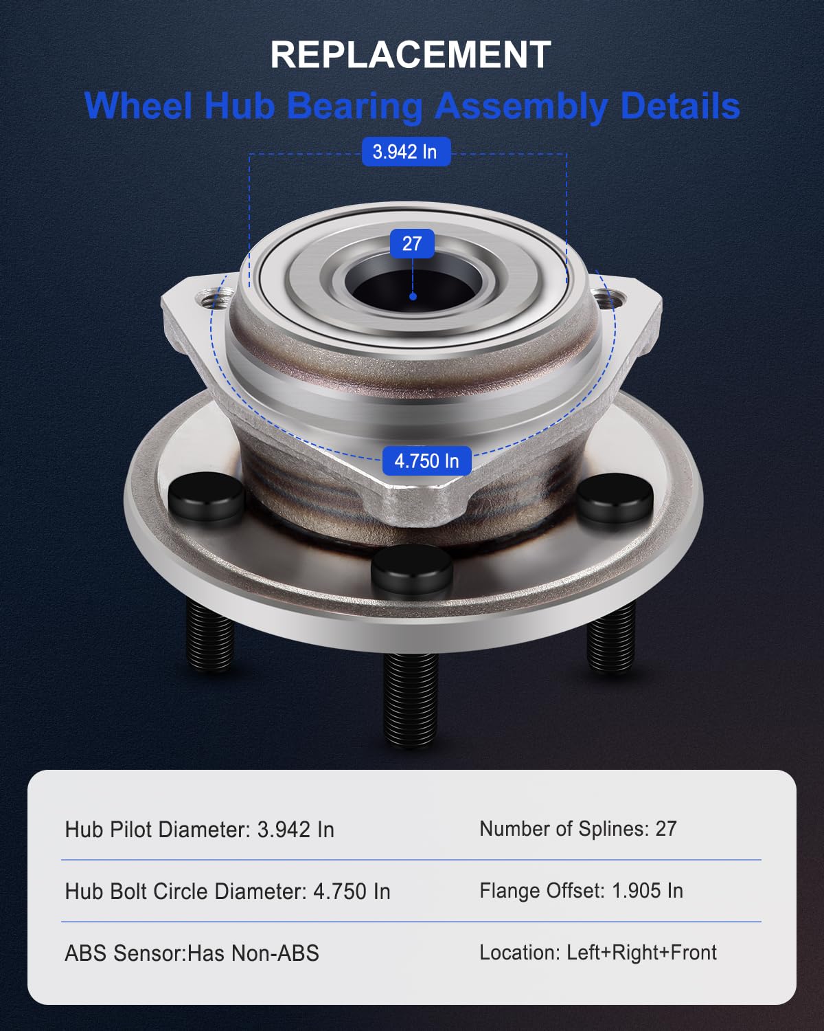 ECCPP Front 5 Lugs Wheel Bearing Hub Assembly for Jeep Wrangler 2000-2006 for Jeep Tj 2000-2006 for Jeep Cherokee 1999-2001 Whee