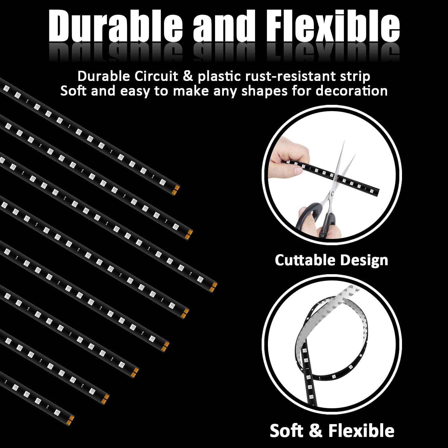 XTAUTO Purple 12V 15 LED Waterproof Car Underbody Light Strip - 30cm Flexible Pack of 20