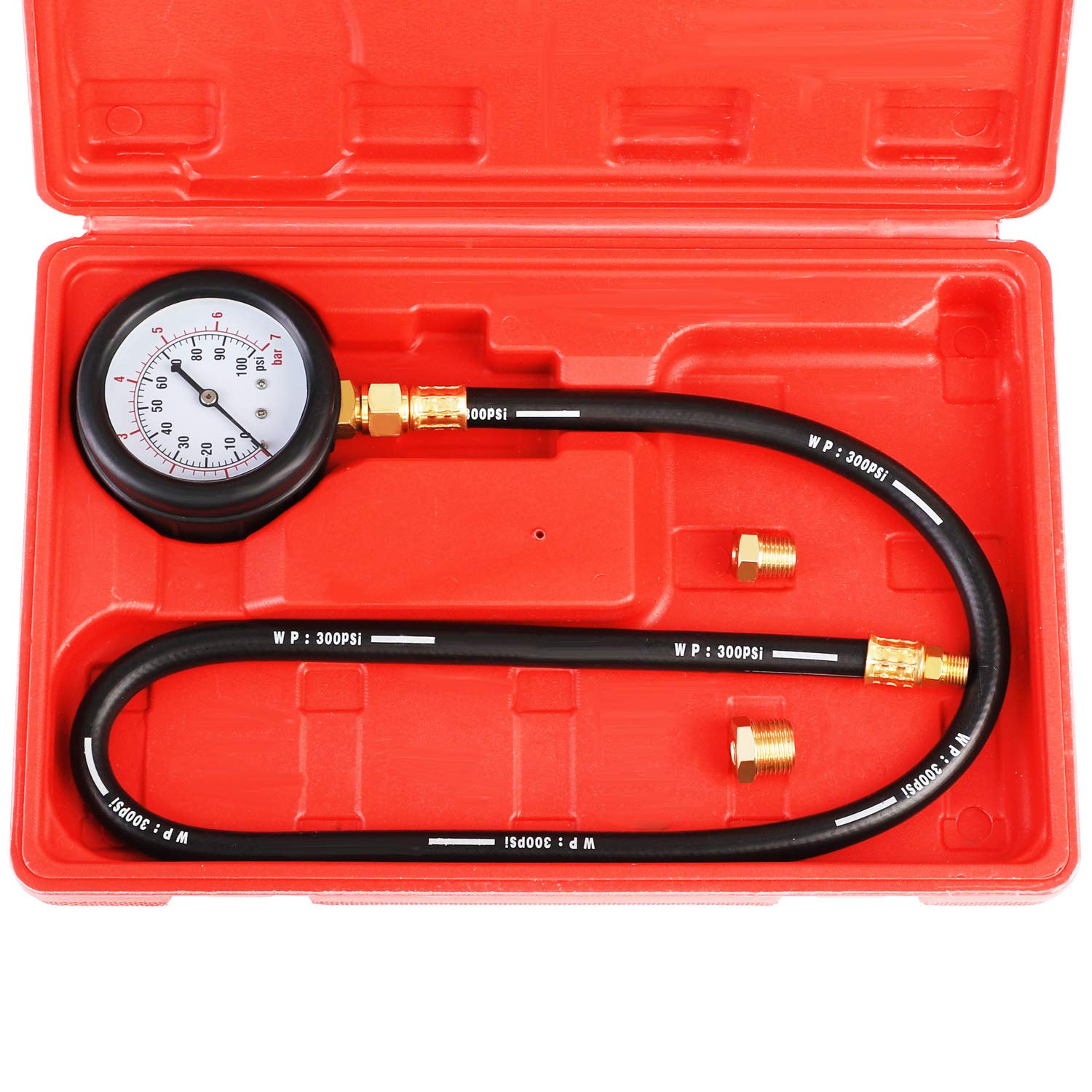 JIFETOR Oil Pressure Tester Kit, Professional Engine Diagnostic Test, 100PSI Pressure Gauge Tool with Hose Adapter for Truck Car