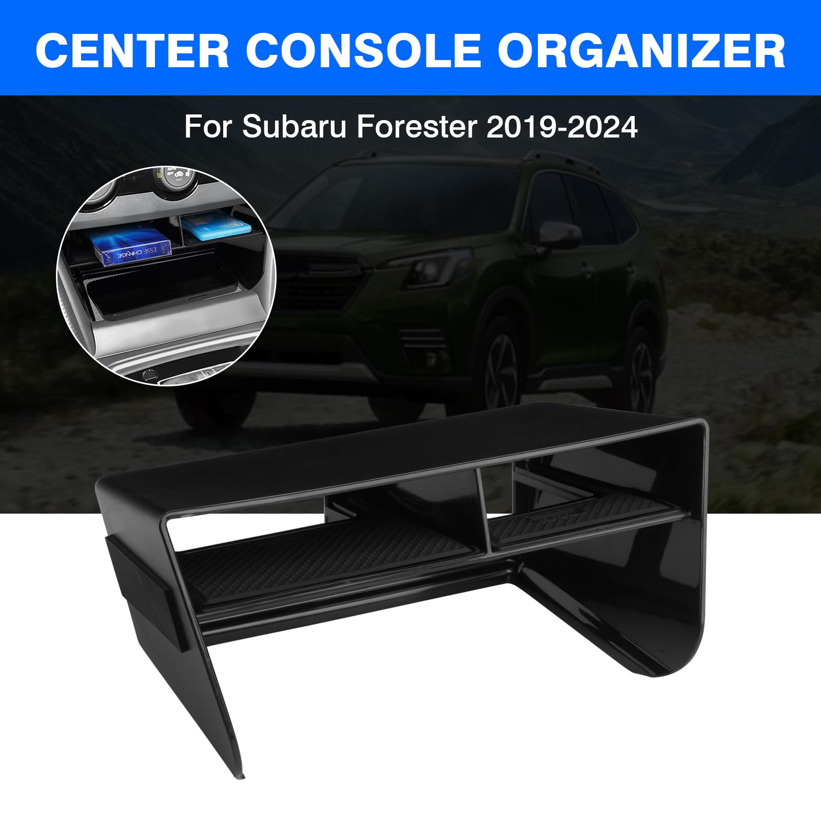 Autorder Center Console Organizer for Subaru Forester 2019-2024 Without Wireless Charger Accessories Armrest Storage Box Seconda
