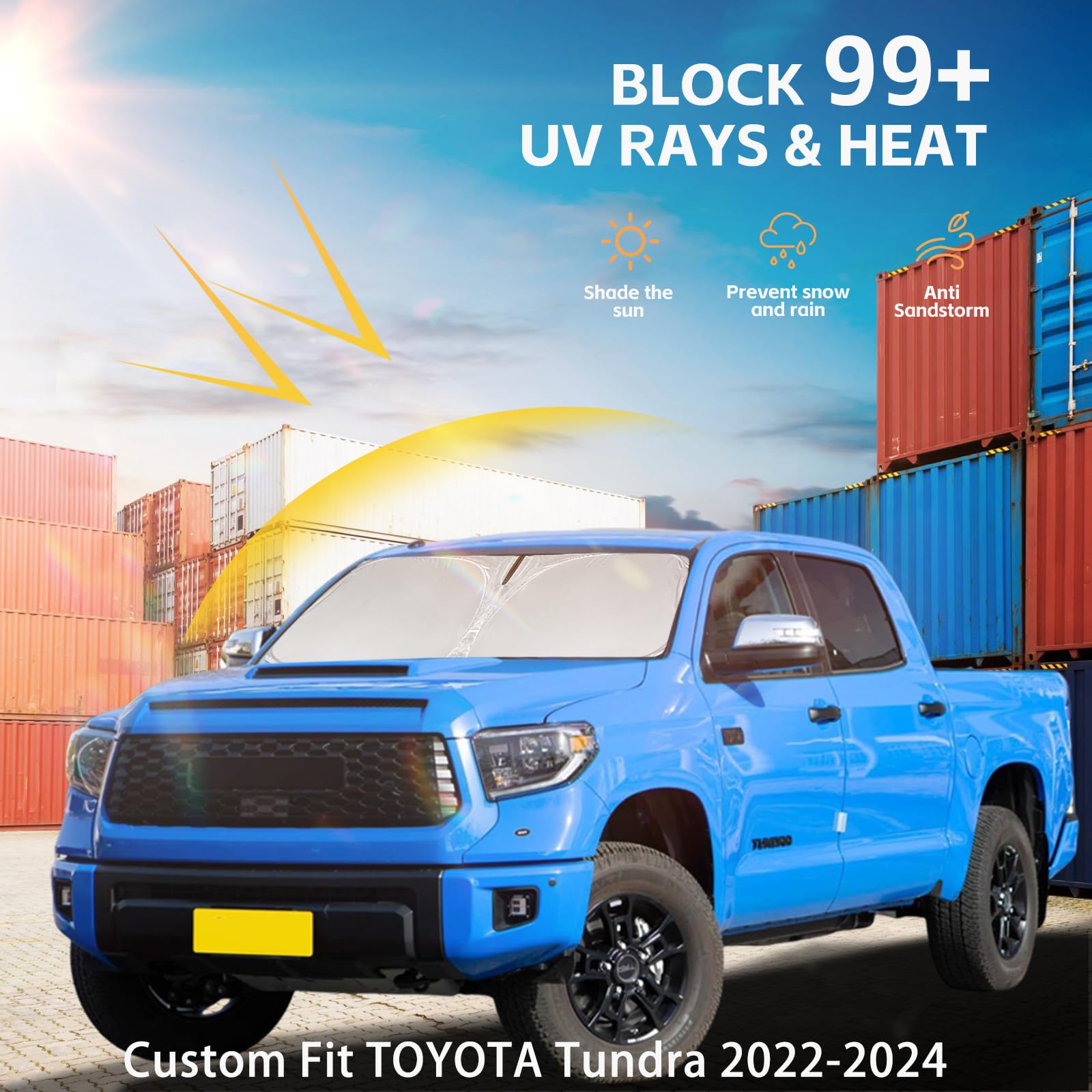 Windshield Sun Shade For Toyota Tundra 2022-2025 Front Window Shade Custom Fit Tundra Limited, Sr5, Platinum, Trd Pro Sun Visor