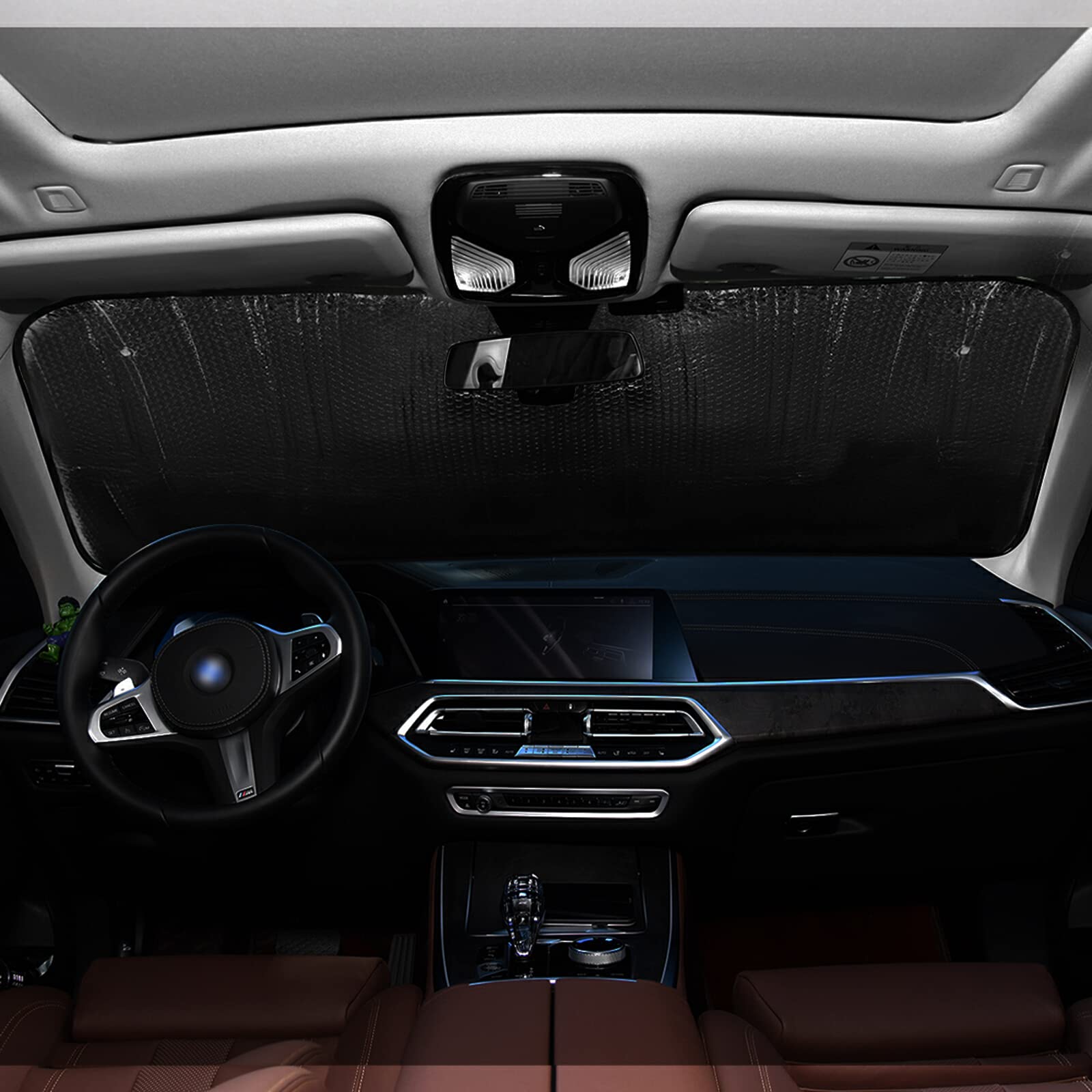 Oarencol Boho Ethnic Car Windshield Sun Shade Bohemian Mandala Floral Paisley Green Foldable Uv Ray Sun Visor Protector Sunshade