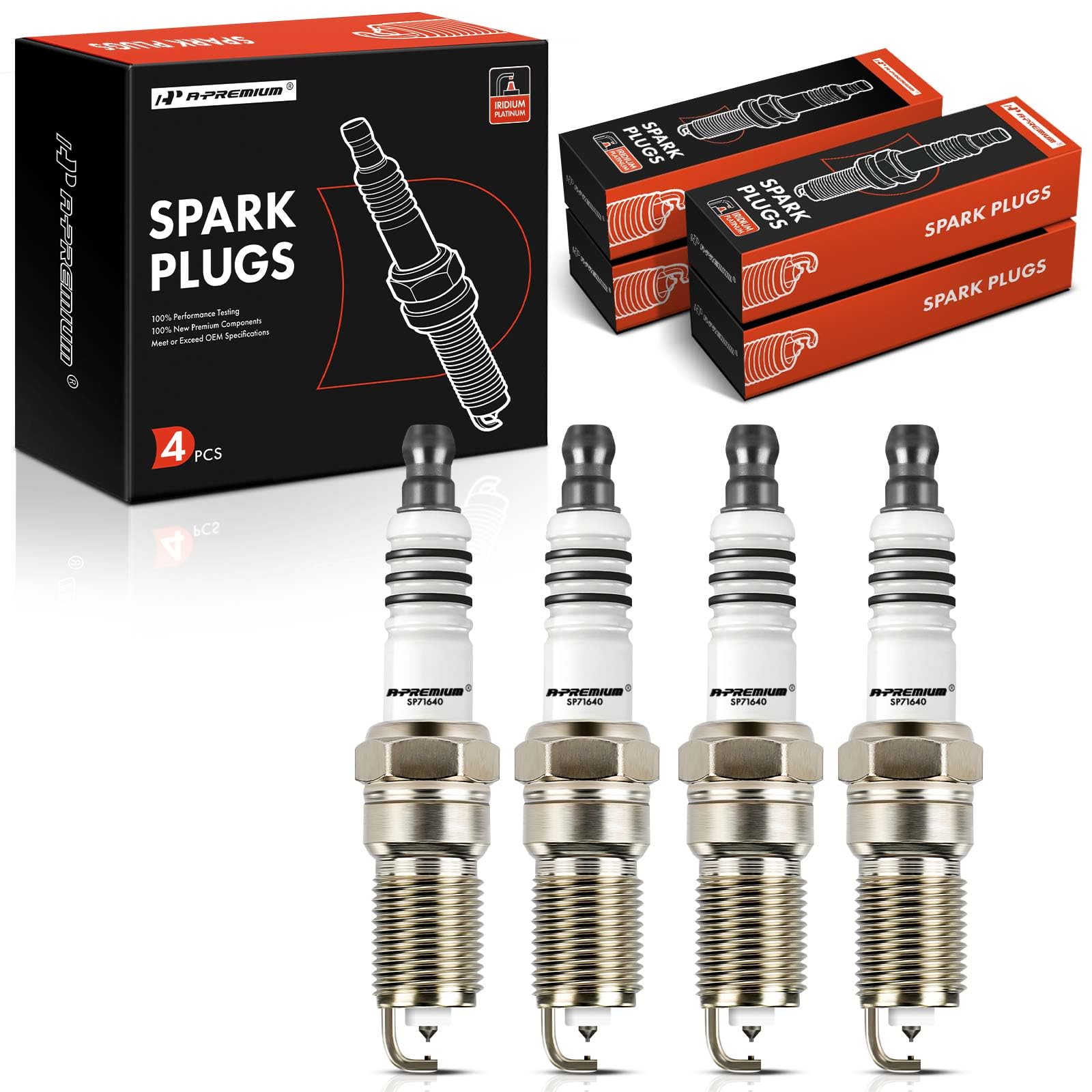 A-Premium Iridium Platinum Spark Plugs Compatible With Ford Escape, Focus, Ranger, Tempo & Chevrolet Malibu, Cavalier & Mazda 6,