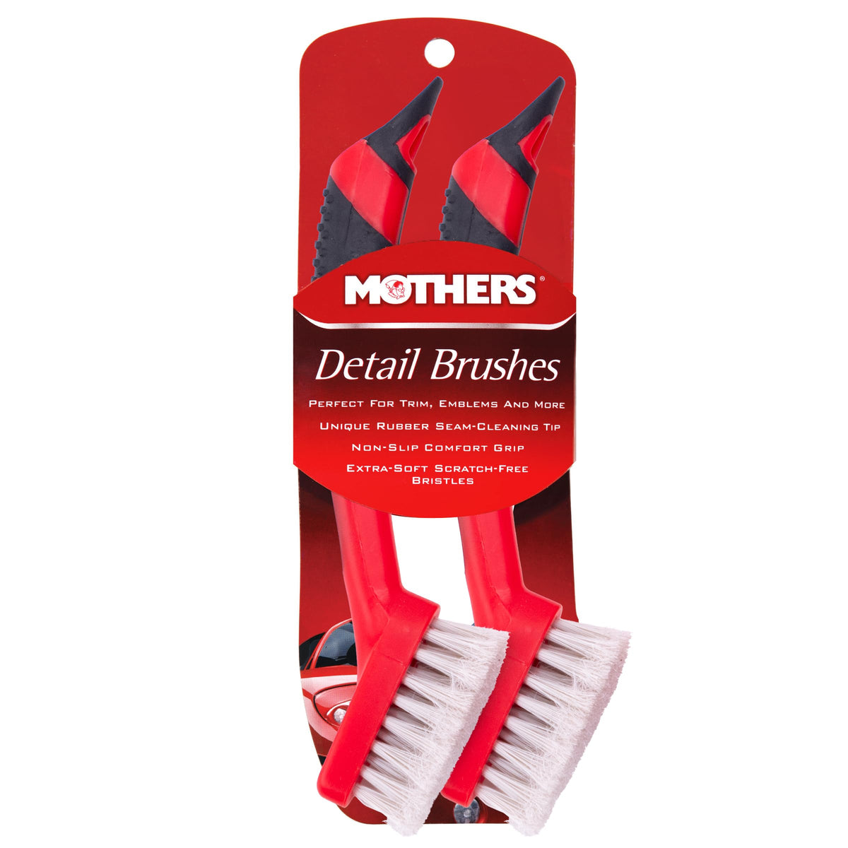 Mothers Car Detailing Brush For Stain And Hair Removal On Vinyl And Leather Seats - 2 Pack
