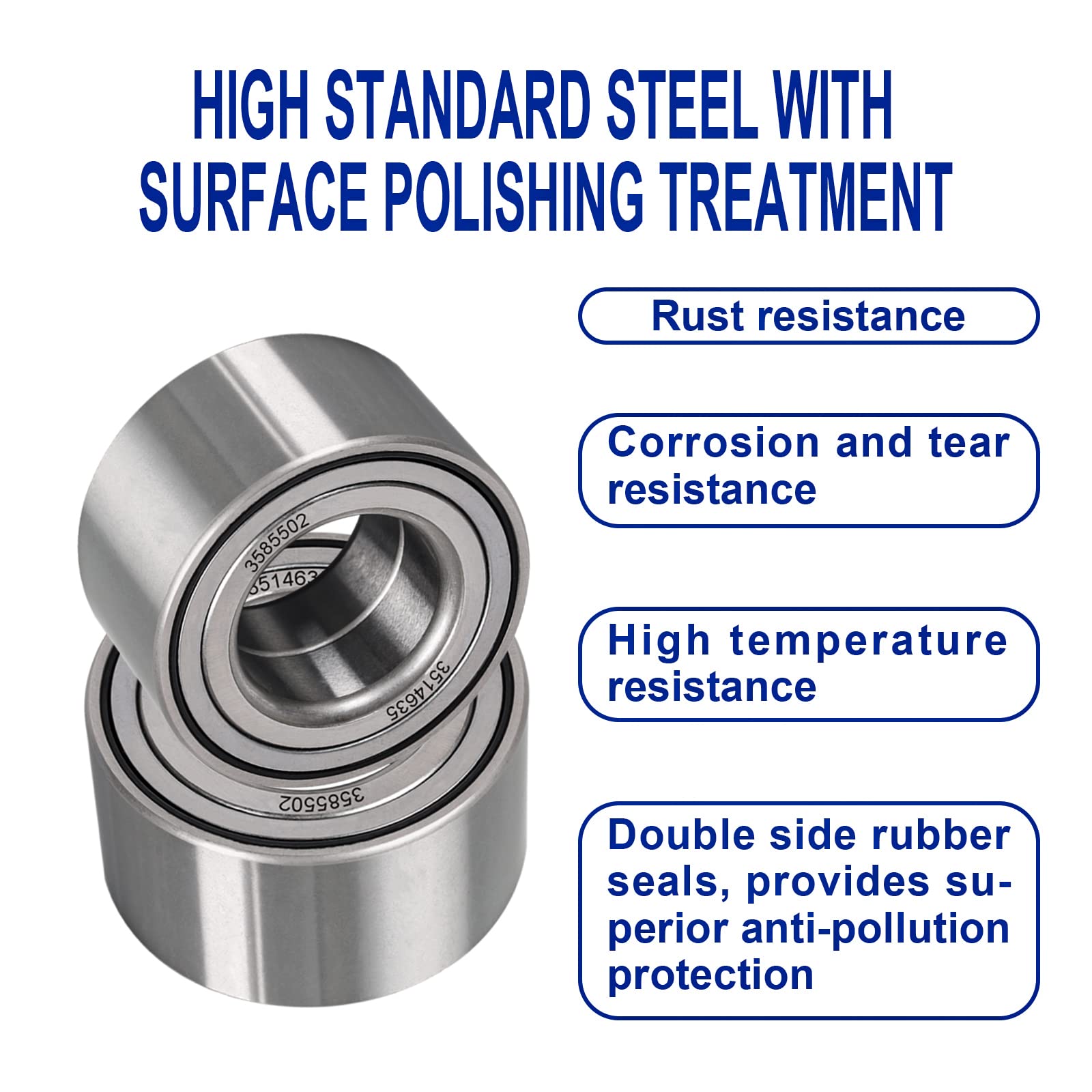 Rear Wheel Bearings fit for UTV/ATV Polaris Side by Side Sportsman/RZR/Ranger/Polaris/Brutus HD, Set of 2, 3514635, 3585502