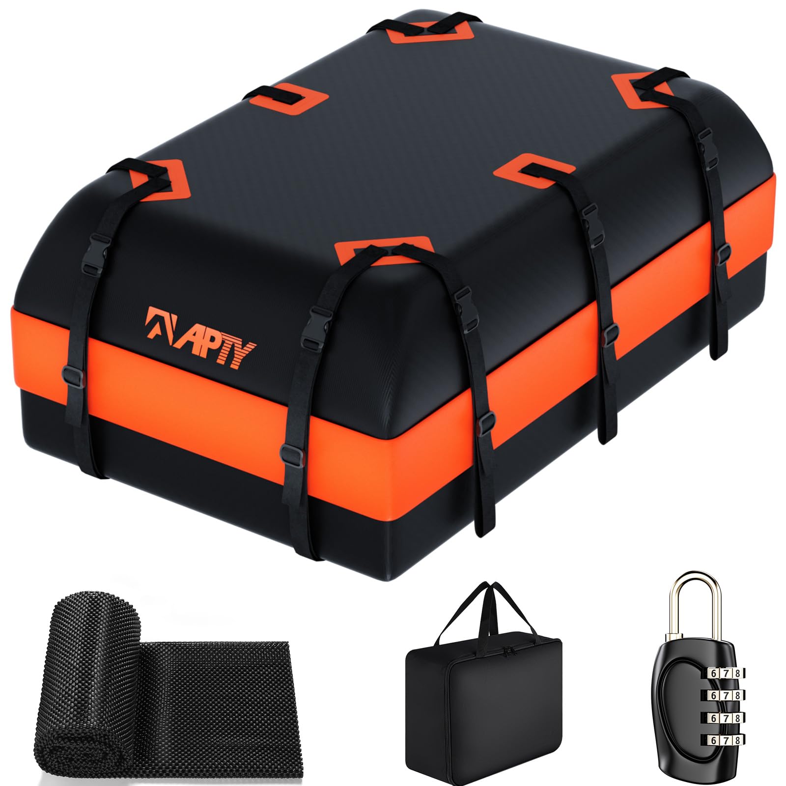 APTY 23 Cubic Feet Car Rooftop Cargo Bag Carrier, Soft Roof Top Luggage Bag for All Vechicles with/Without Racks - with Waterpro