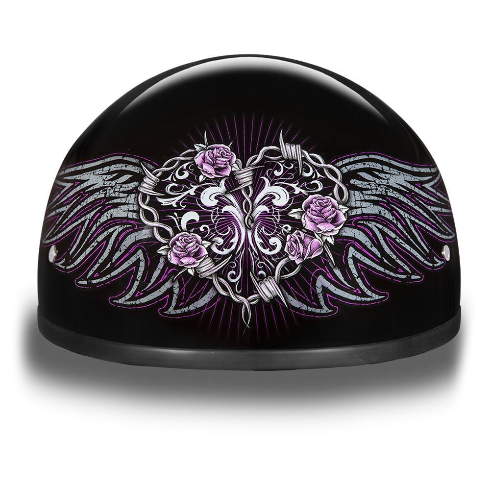 Daytona Helmets Motorcycle Half Helmet Skull Cap- Barbed Wire Heart 100% Dot Approved