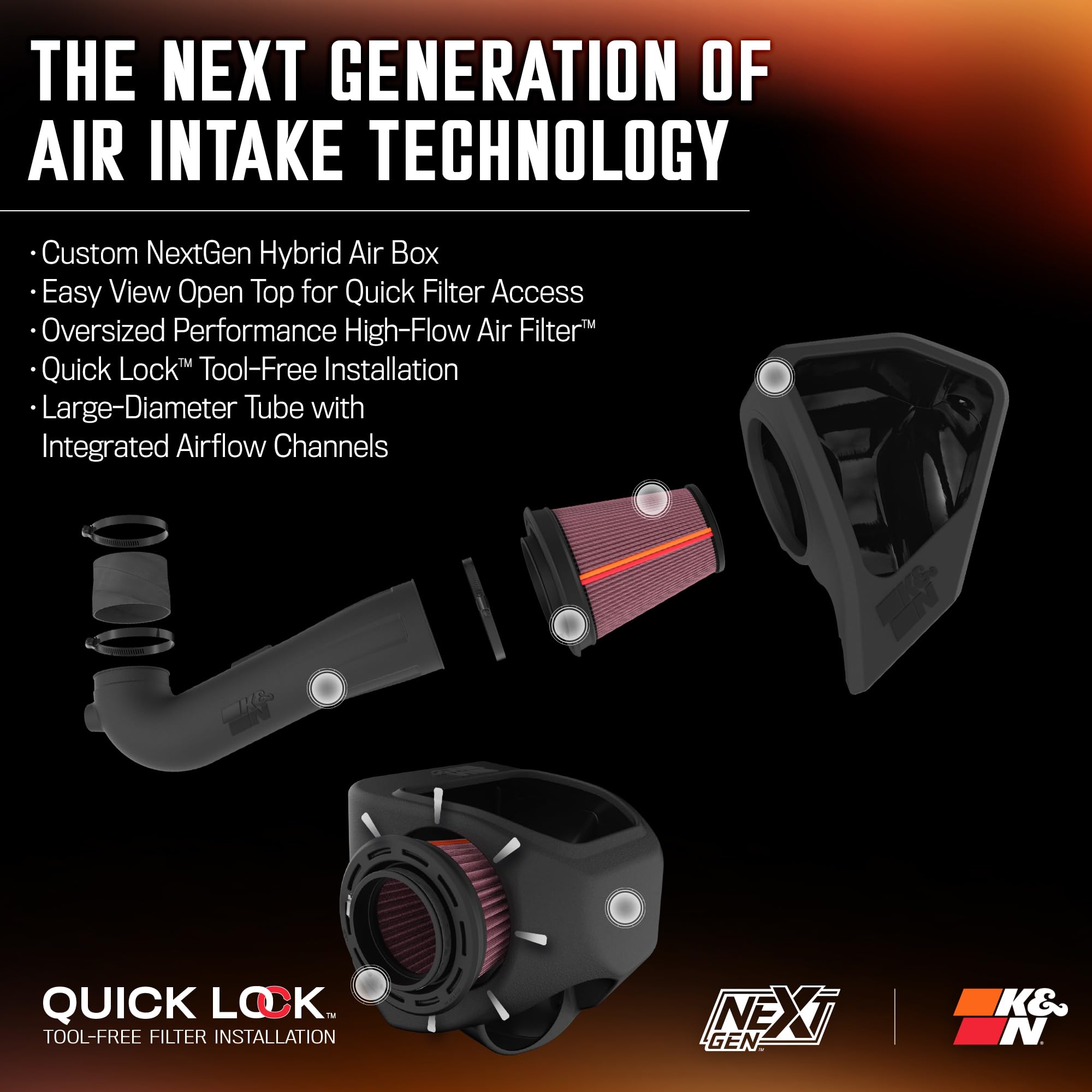 K&N Nextgen Cold Air Intake System: High-Flow Cotton Filter: Compatible With 2019-2025 Cadillac/Chevrolet/Gmc Escalade; Silverad