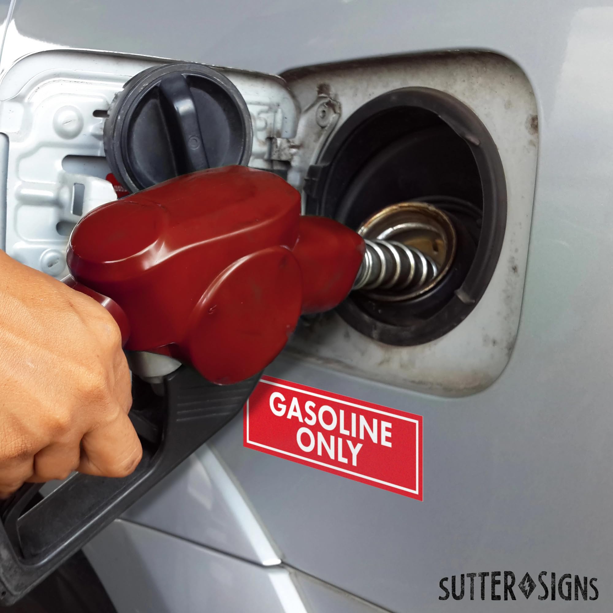 Sutter Signs 3Pc Gasoline Only Stickers For Fuel Tank | Weatherproof Adhesive Decals For Trucks, Tractors, Fuel Cans, Gas Caps