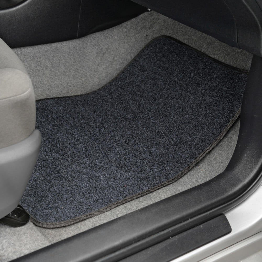 Bdk Premium 4Pc Set Of Carpet Car Floor Mats With Vinyl Safety Heel Pad For Car, Truck, Suv, Coupe Sedan, Dark Gray (Mt-100-Dg)