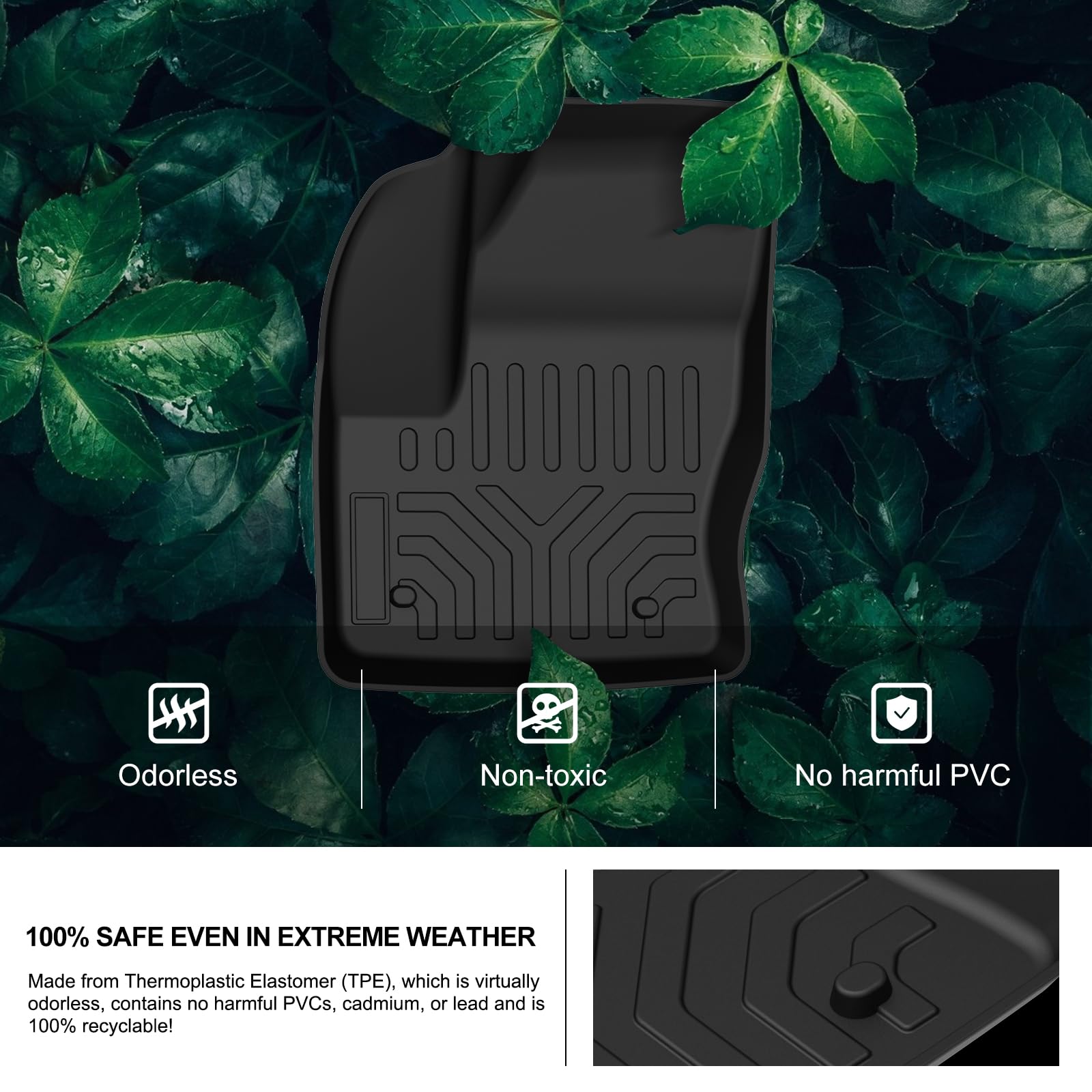 KIWI MASTER Floor Mats for 2013-2019 Ford Escape/C-Max All Weather Mat Liners Front Rear 2 Row Seat TPE Slush Liner Black