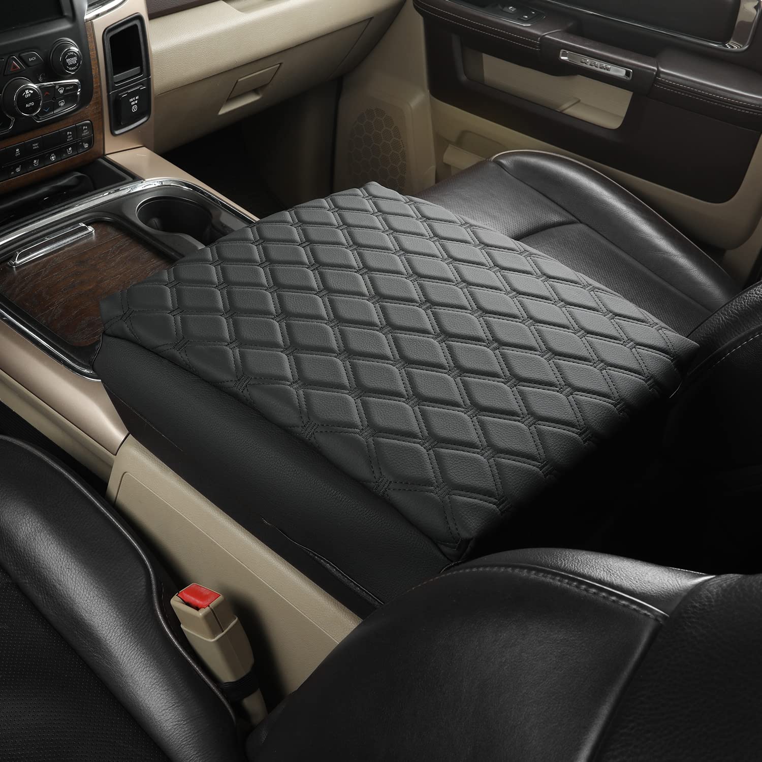 Giant Panda Center Console Cover Armrest Cover Cushion Fits Dodge Ram 1500 2500 3500 2009 2010 2011 2012 2013 2014 2015 2016 2017 2018, Scratch Resistant And Waterproof, Black