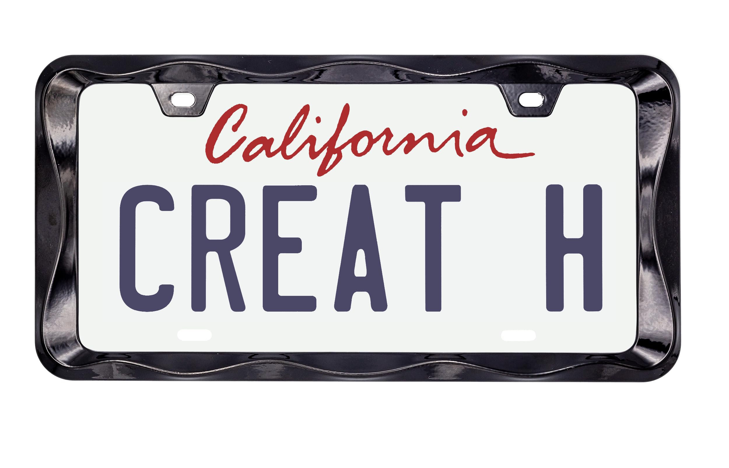 Creathome 3D Curly Wave Pattern Shining Red License Plate Frame From Pure Zinc Alloy Metal